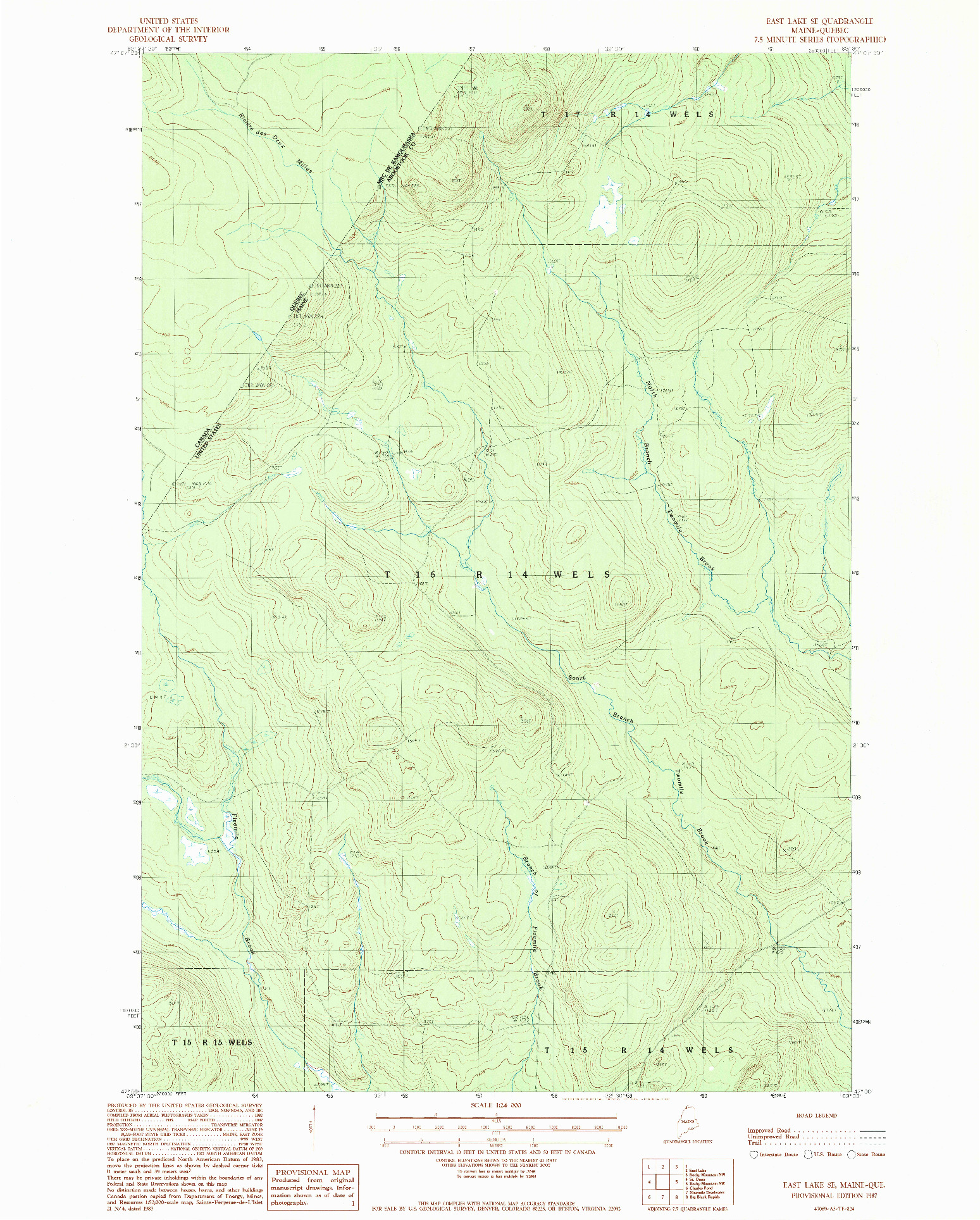 USGS 1:24000-SCALE QUADRANGLE FOR EAST LAKE SE, ME 1987