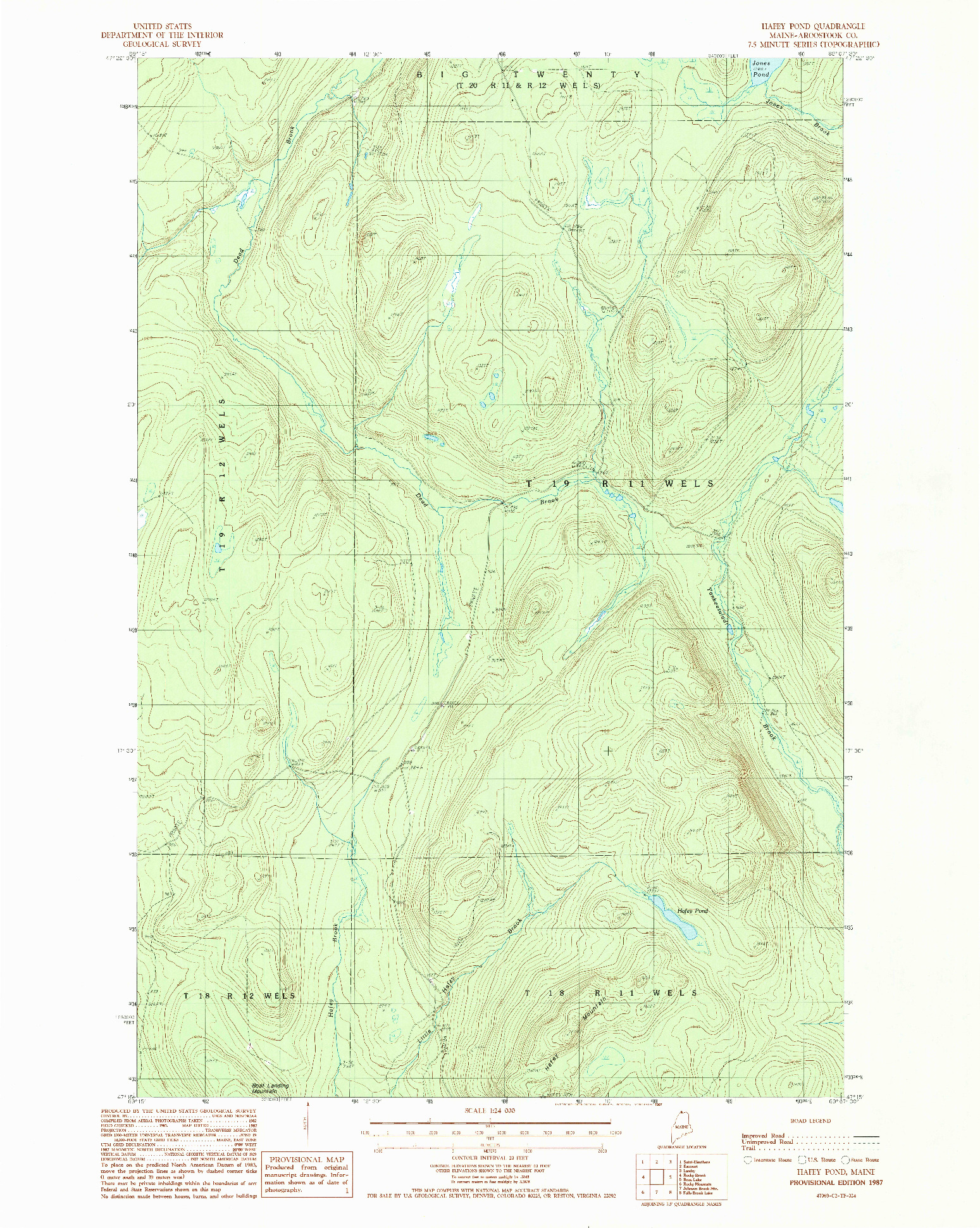USGS 1:24000-SCALE QUADRANGLE FOR HAFEY POND, ME 1987
