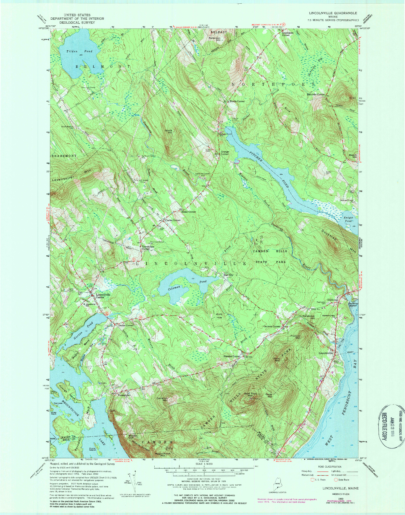 USGS 1:24000-SCALE QUADRANGLE FOR LINCOLNVILLE, ME 1960