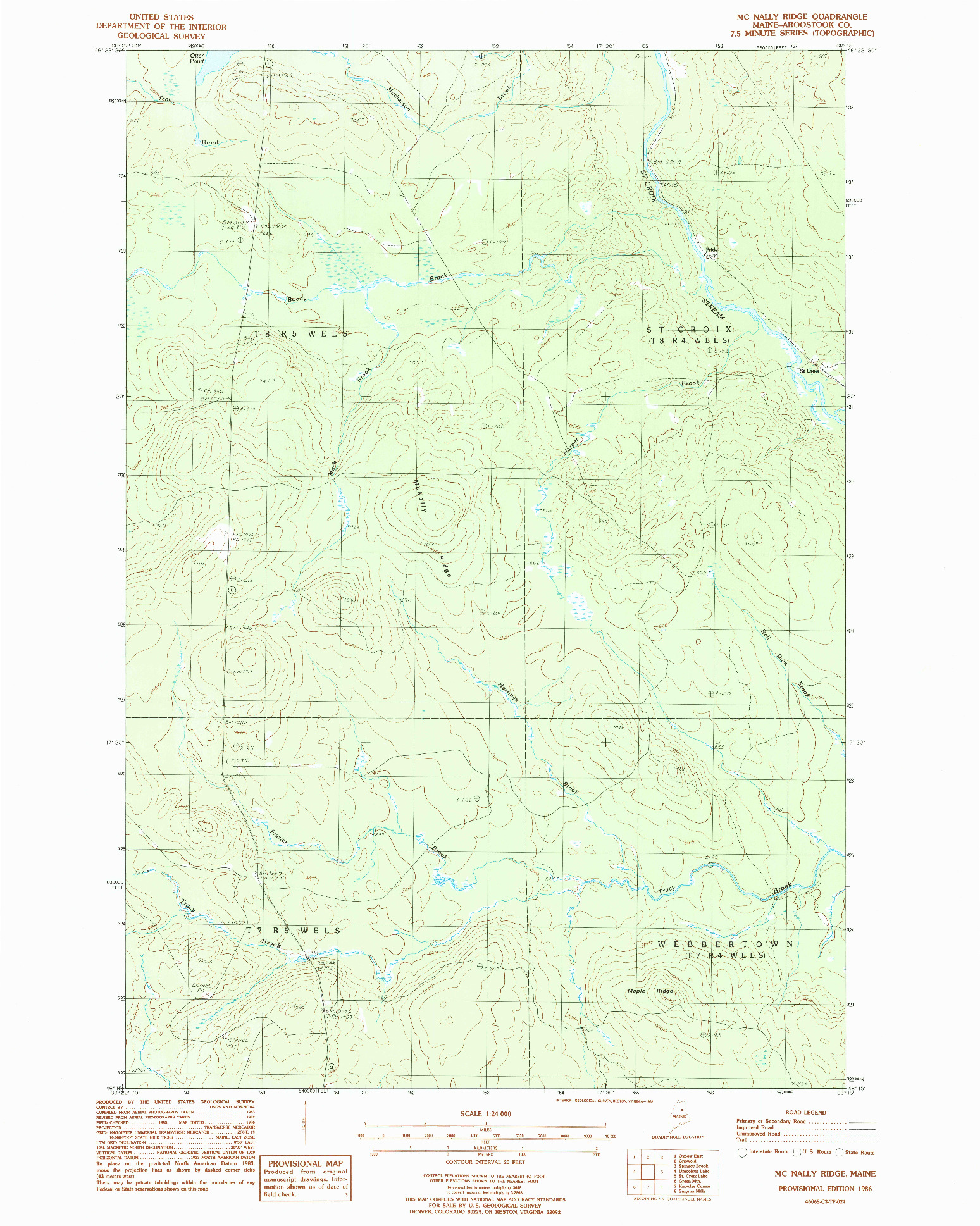 USGS 1:24000-SCALE QUADRANGLE FOR MC NALLY RIDGE, ME 1986