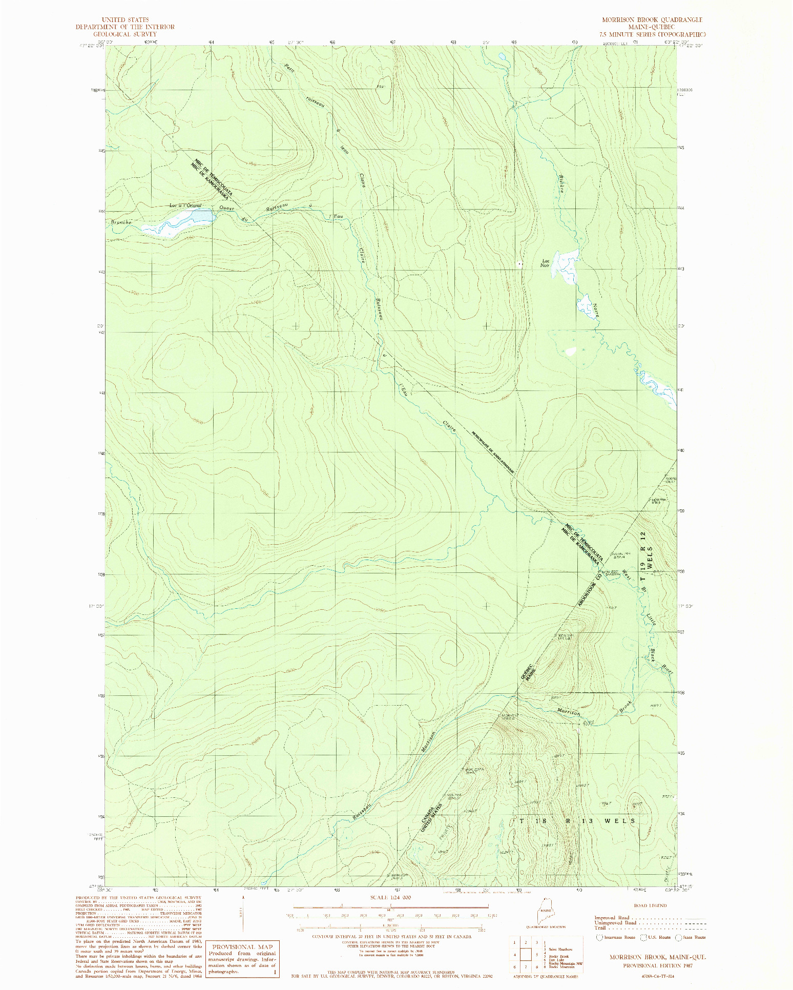 USGS 1:24000-SCALE QUADRANGLE FOR MORRISON BROOK, ME 1987