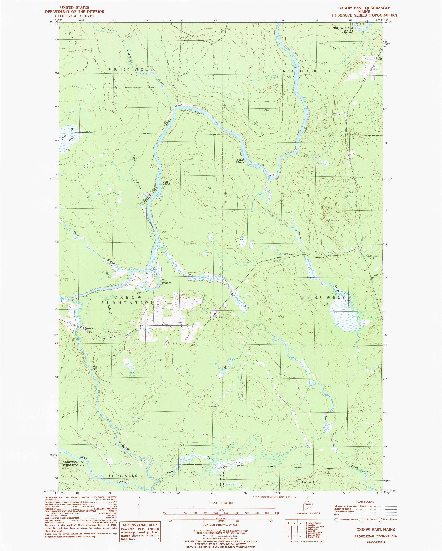 USGS 1:24000-SCALE QUADRANGLE FOR OXBOW EAST, ME 1986