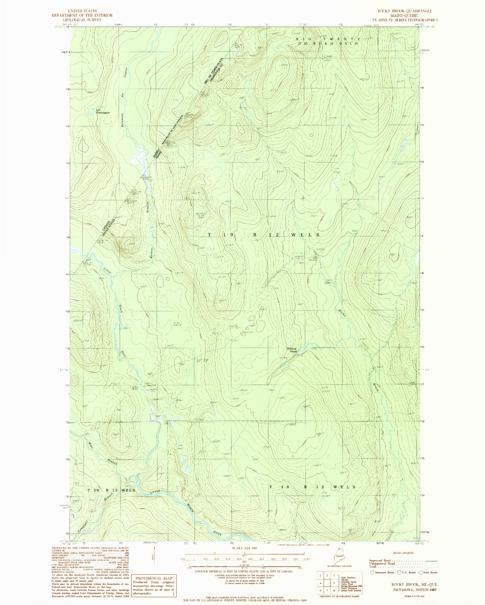 USGS 1:24000-SCALE QUADRANGLE FOR ROCKY BROOK, ME 1987