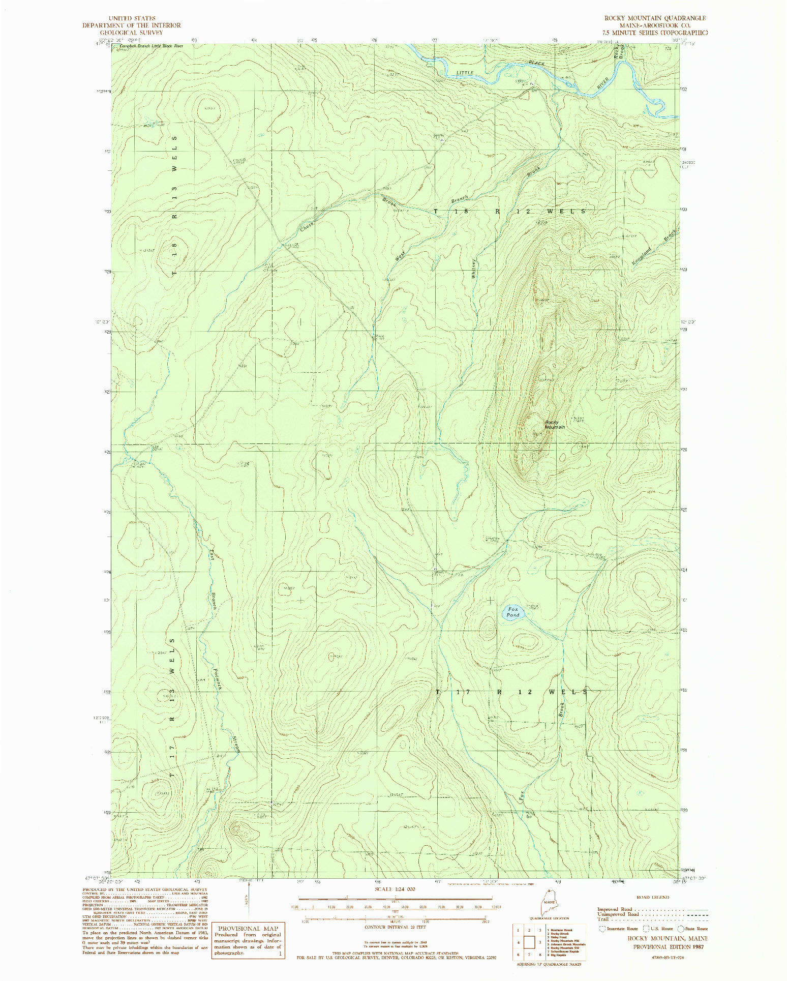 USGS 1:24000-SCALE QUADRANGLE FOR ROCKY MOUNTAIN, ME 1987