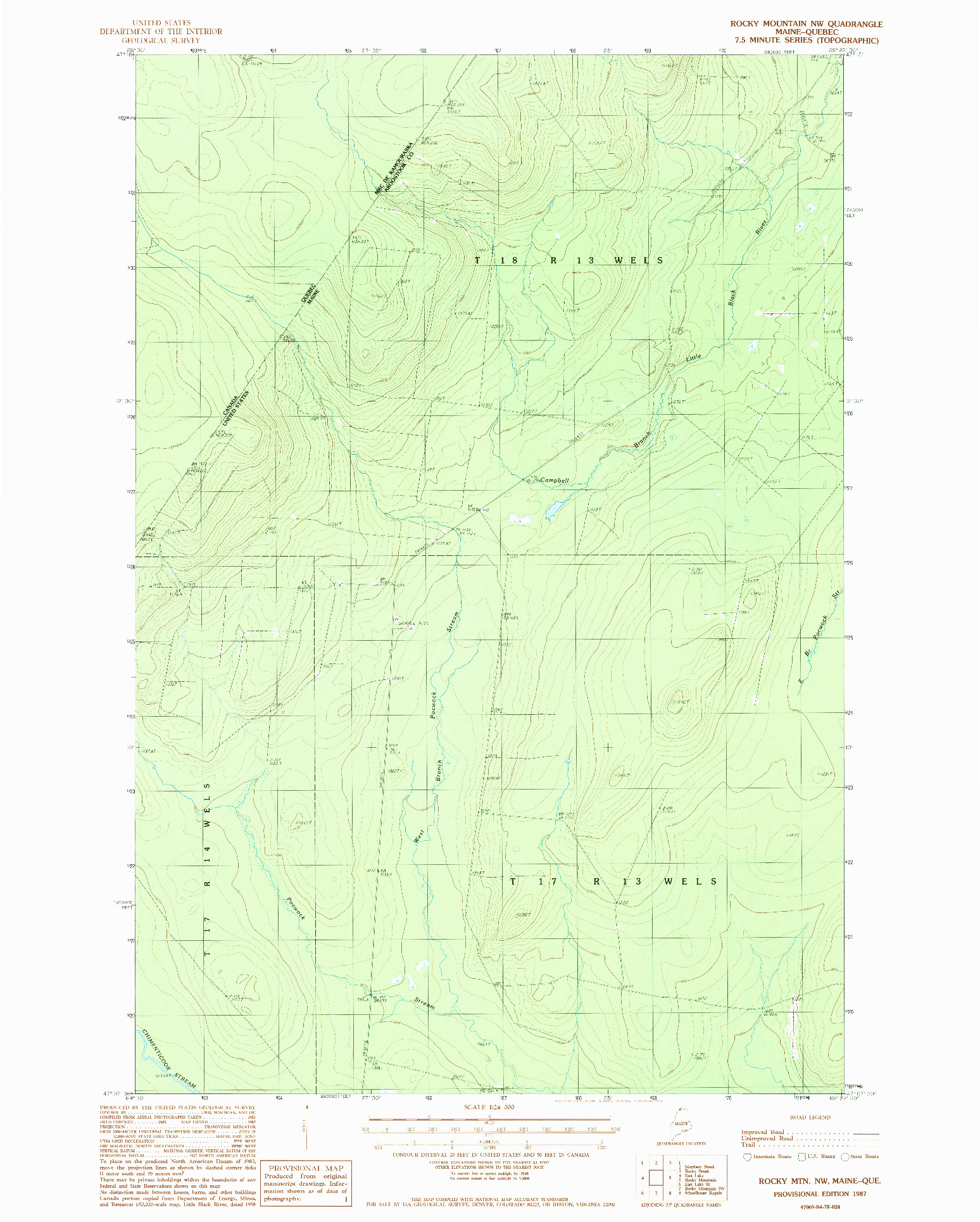 USGS 1:24000-SCALE QUADRANGLE FOR ROCKY MTN NW, ME 1987