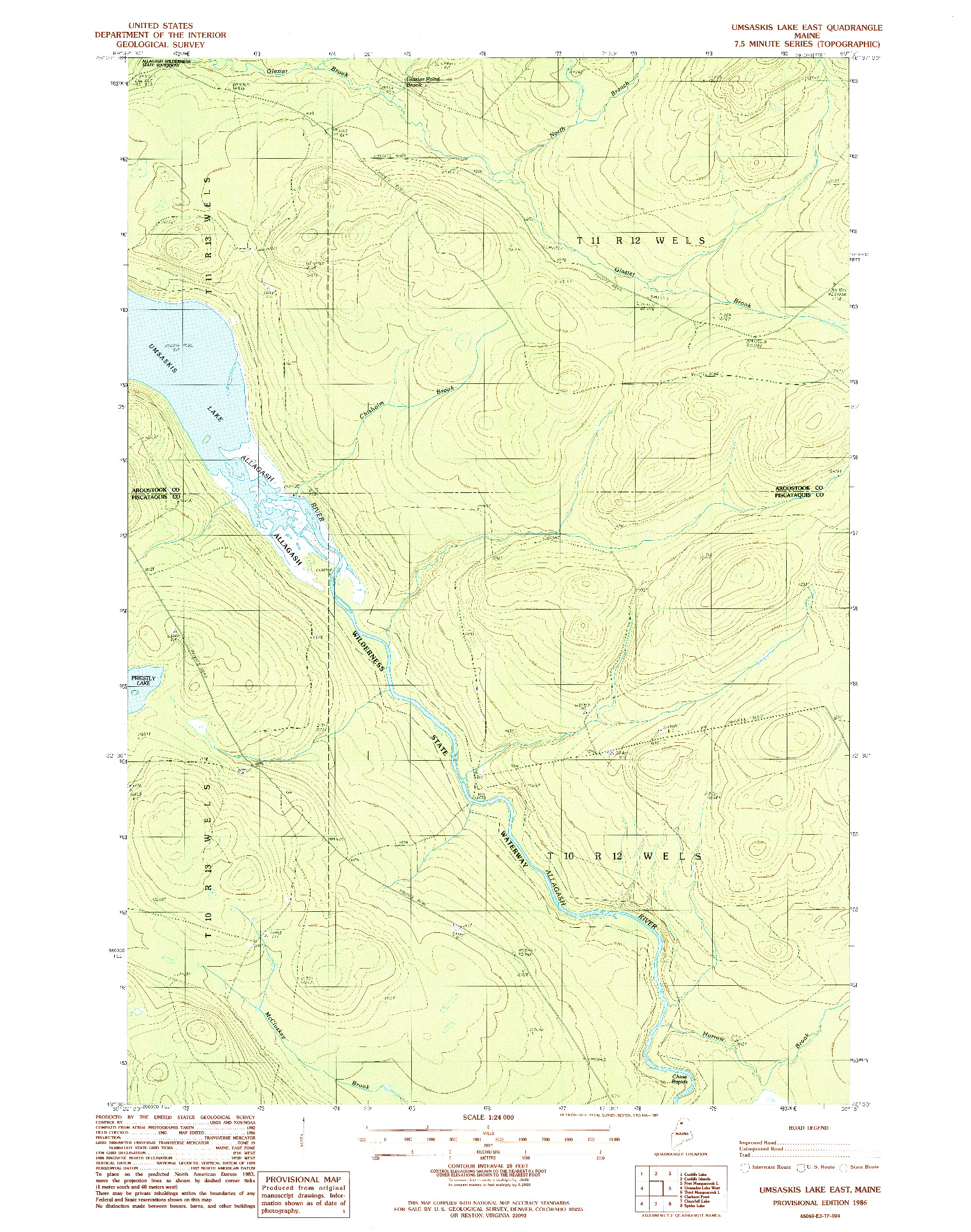 USGS 1:24000-SCALE QUADRANGLE FOR UMSASKIS LAKE EAST, ME 1986