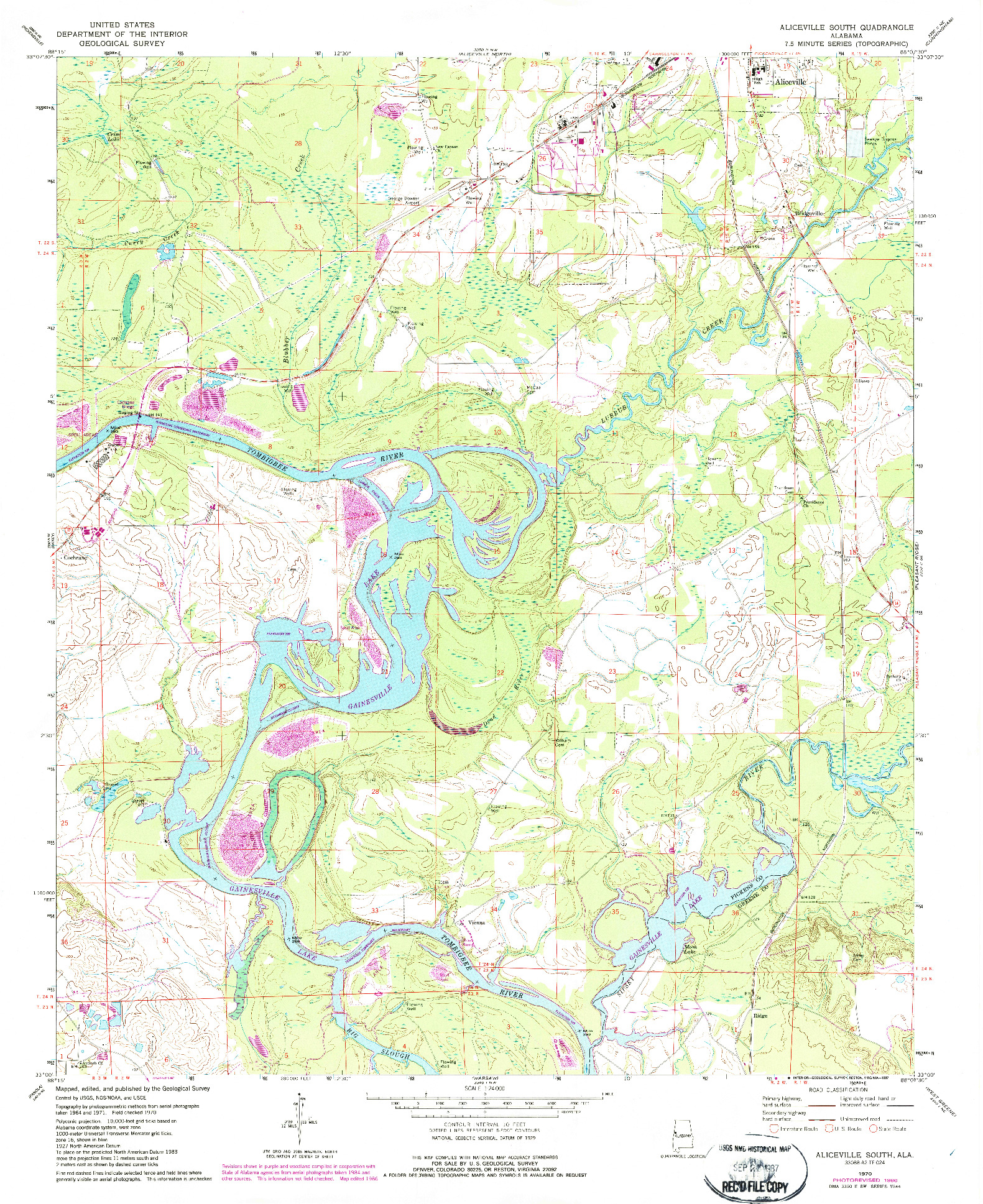 USGS 1:24000-SCALE QUADRANGLE FOR ALICEVILLE SOUTH, AL 1970