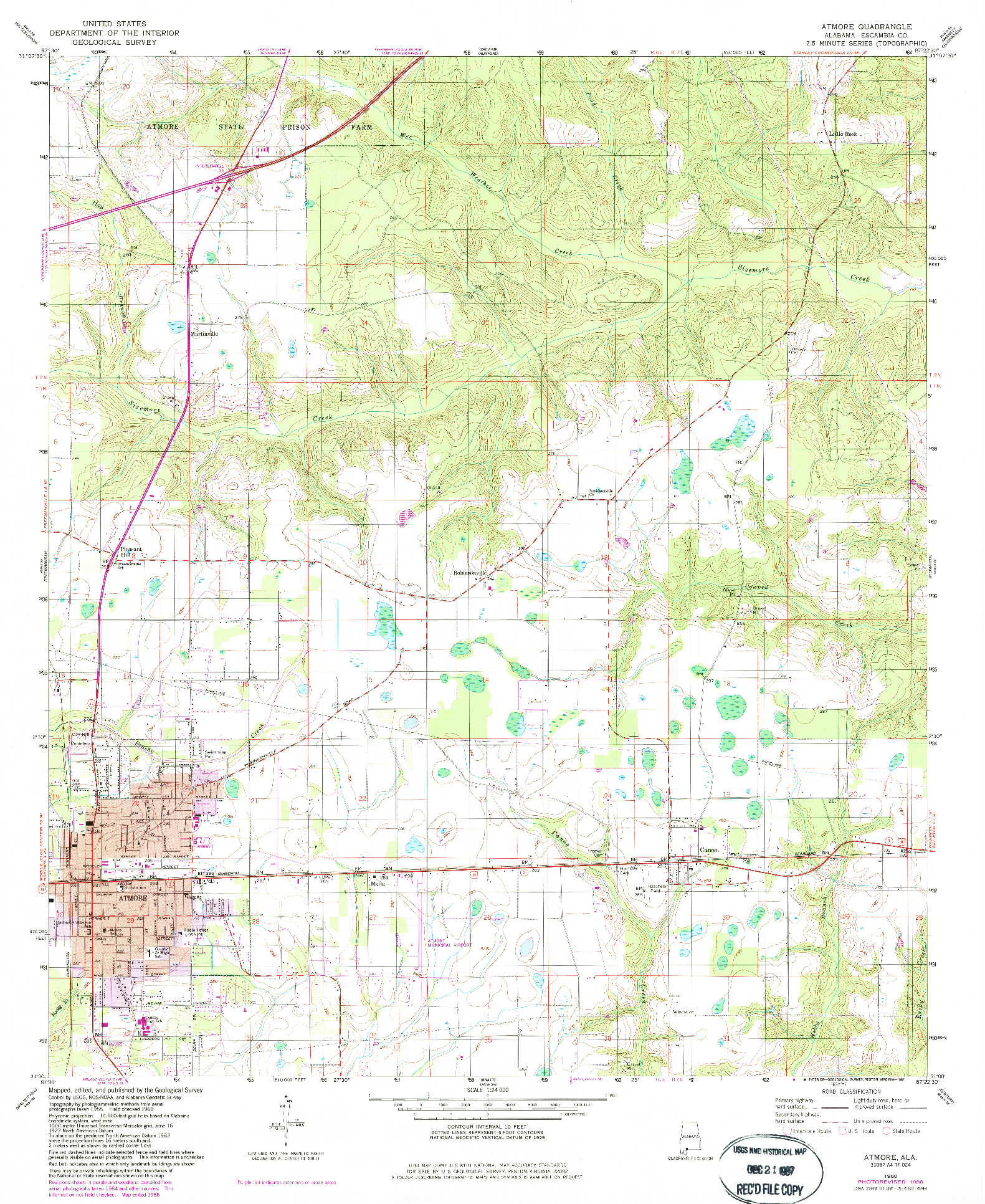 USGS 1:24000-SCALE QUADRANGLE FOR ATMORE, AL 1960