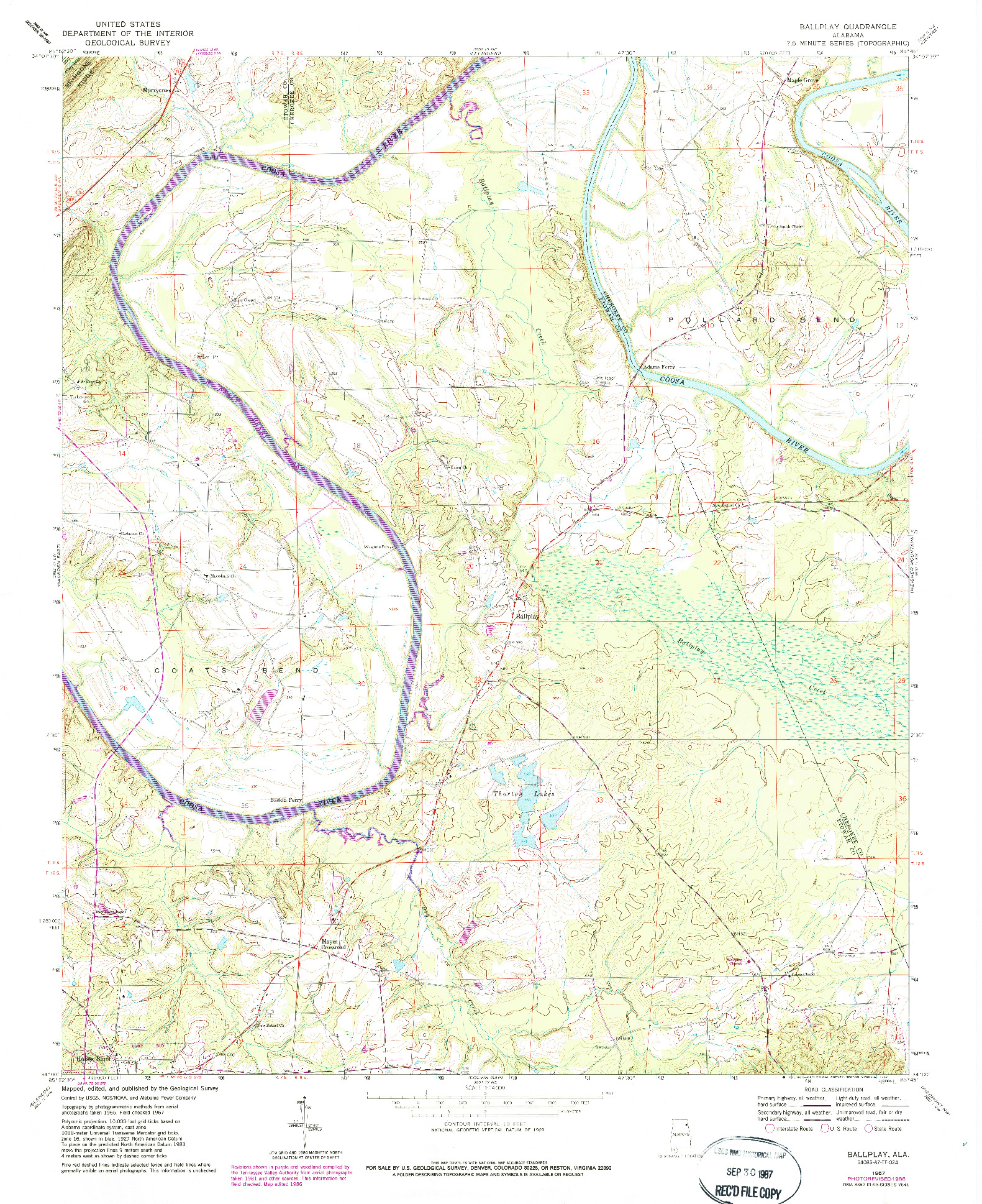 USGS 1:24000-SCALE QUADRANGLE FOR BALLPLAY, AL 1967