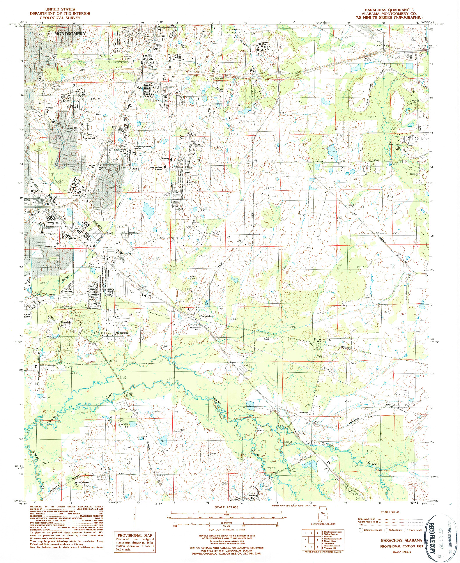 USGS 1:24000-SCALE QUADRANGLE FOR BARACHIAS, AL 1987