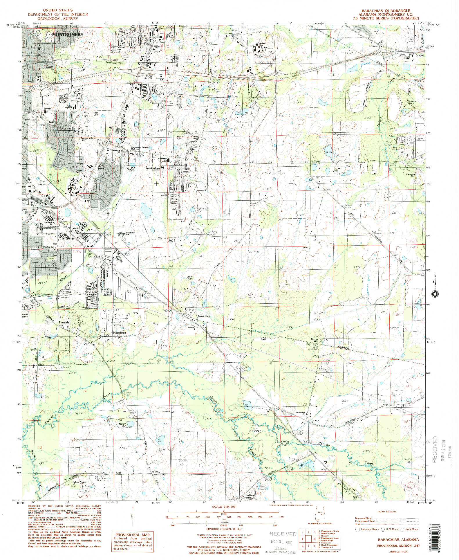 USGS 1:24000-SCALE QUADRANGLE FOR BARACHIAS, AL 1987