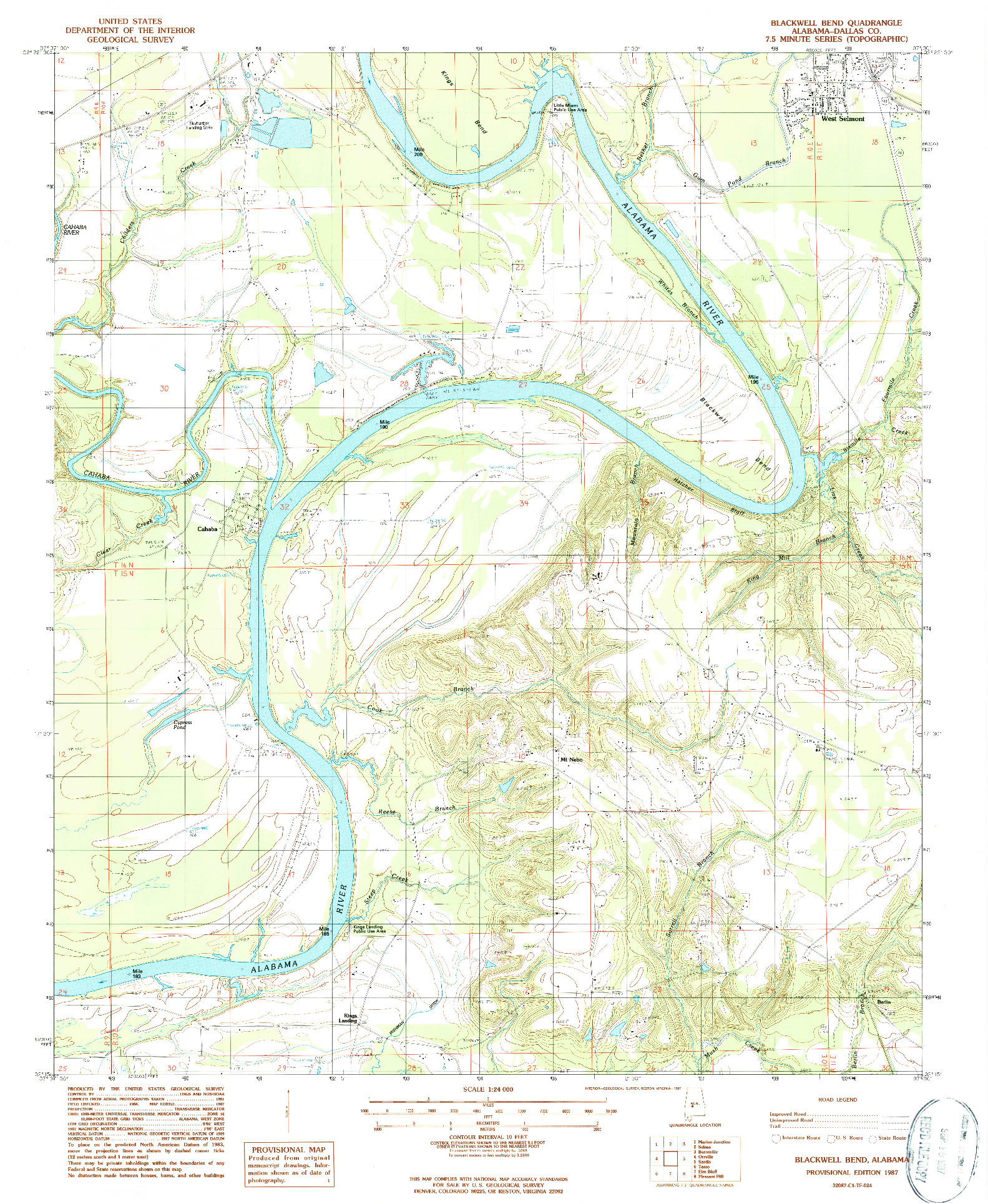 USGS 1:24000-SCALE QUADRANGLE FOR BLACKWELL BEND, AL 1987