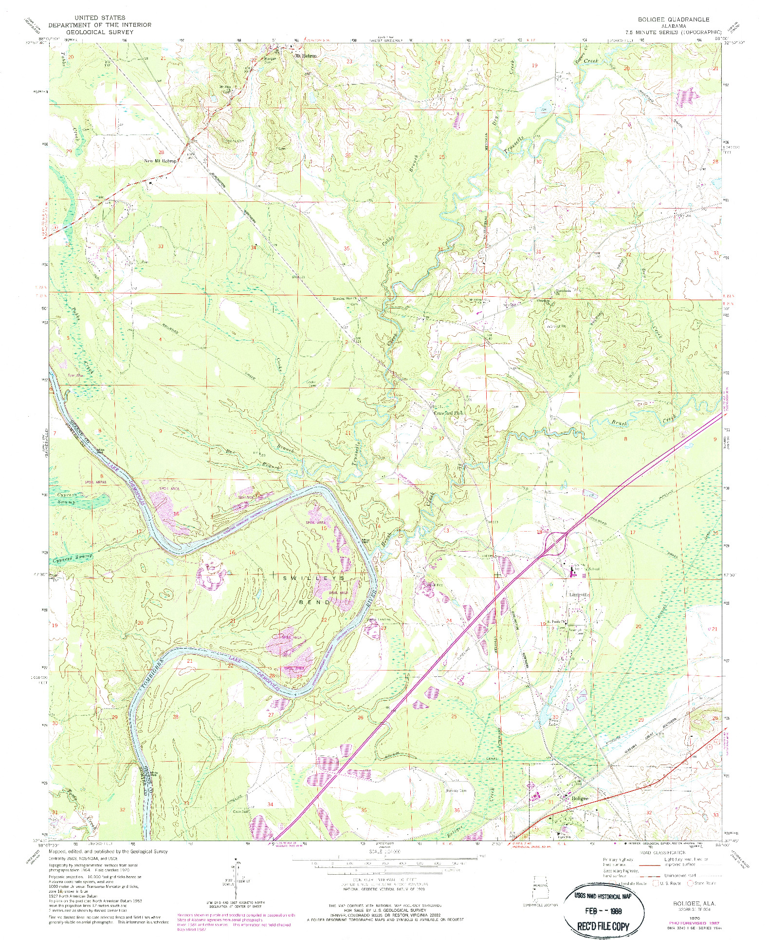 USGS 1:24000-SCALE QUADRANGLE FOR BOLIGEE, AL 1970