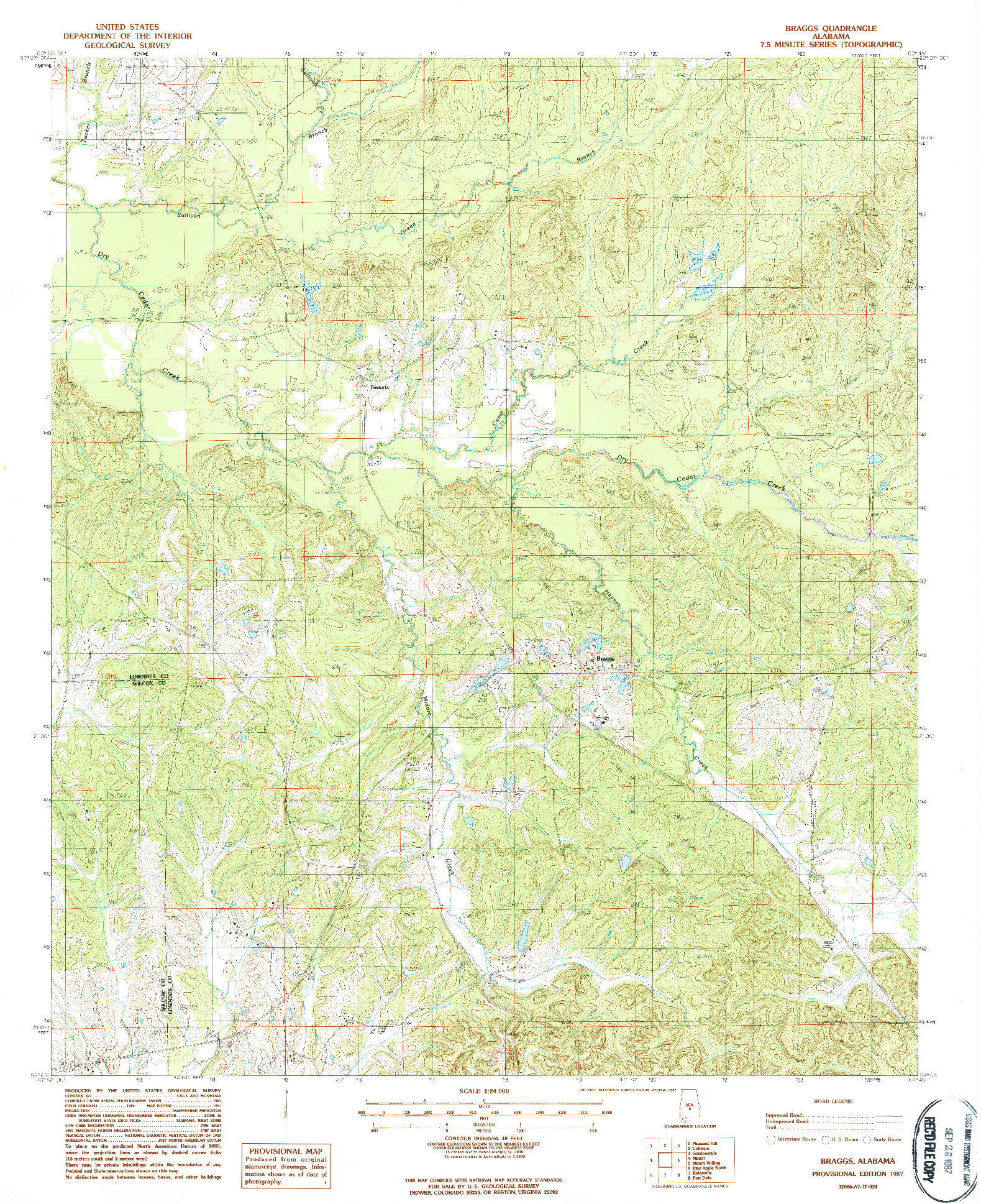 USGS 1:24000-SCALE QUADRANGLE FOR BRAGGS, AL 1987