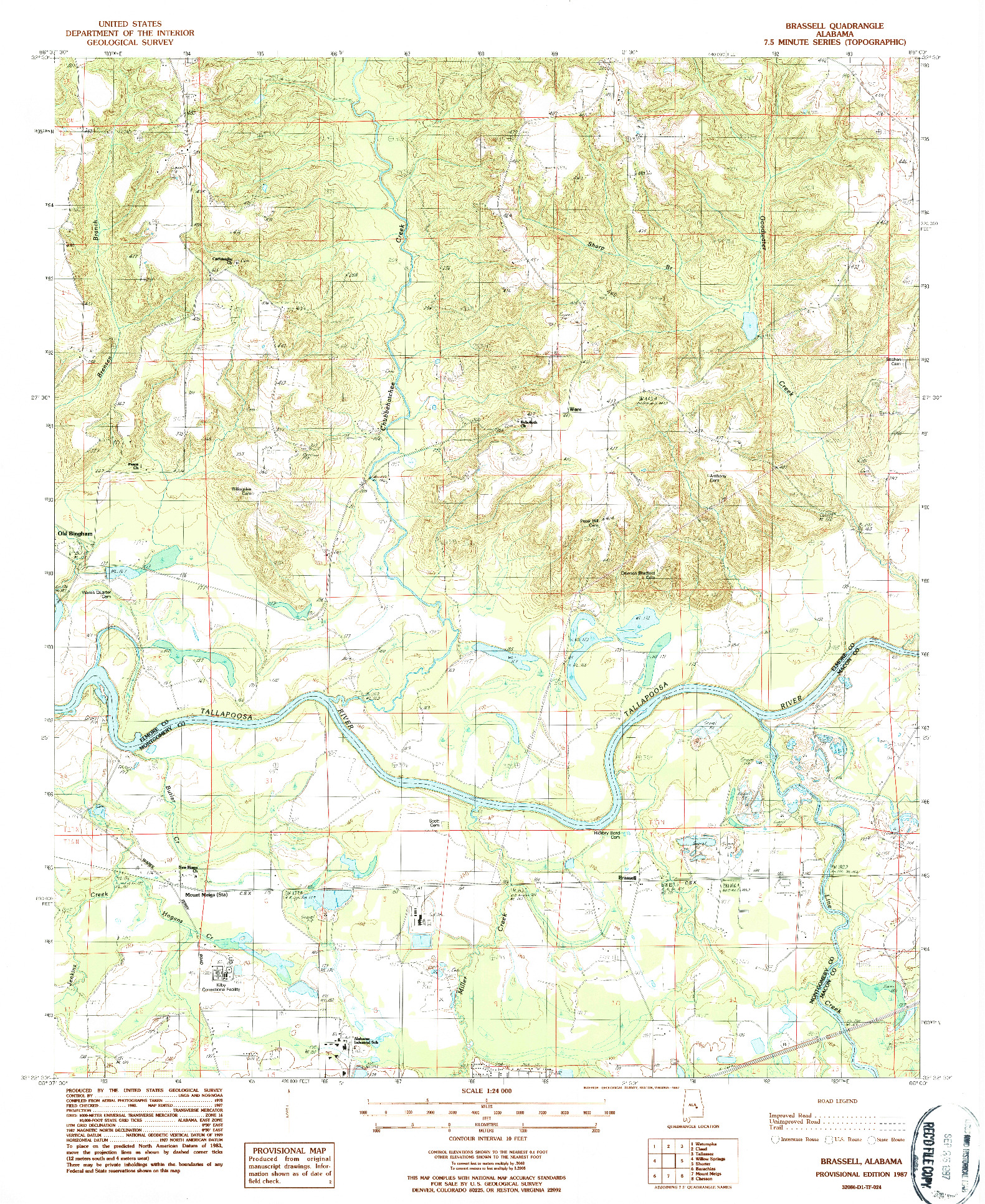 USGS 1:24000-SCALE QUADRANGLE FOR BRASSELL, AL 1987