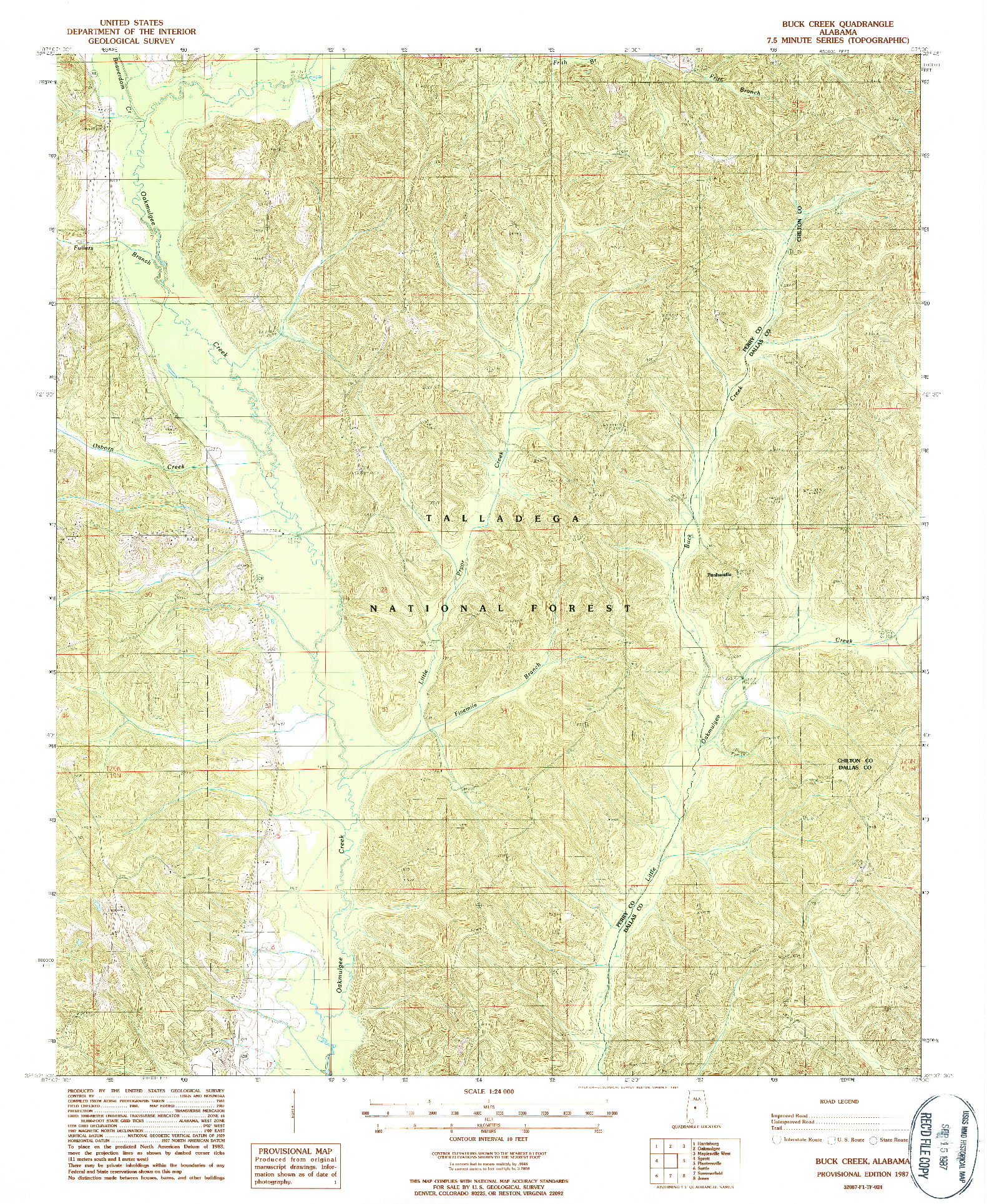 USGS 1:24000-SCALE QUADRANGLE FOR BUCK CREEK, AL 1987