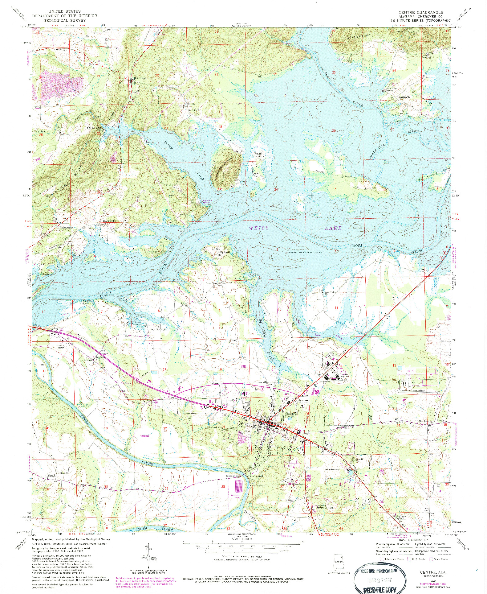 USGS 1:24000-SCALE QUADRANGLE FOR CENTRE, AL 1967