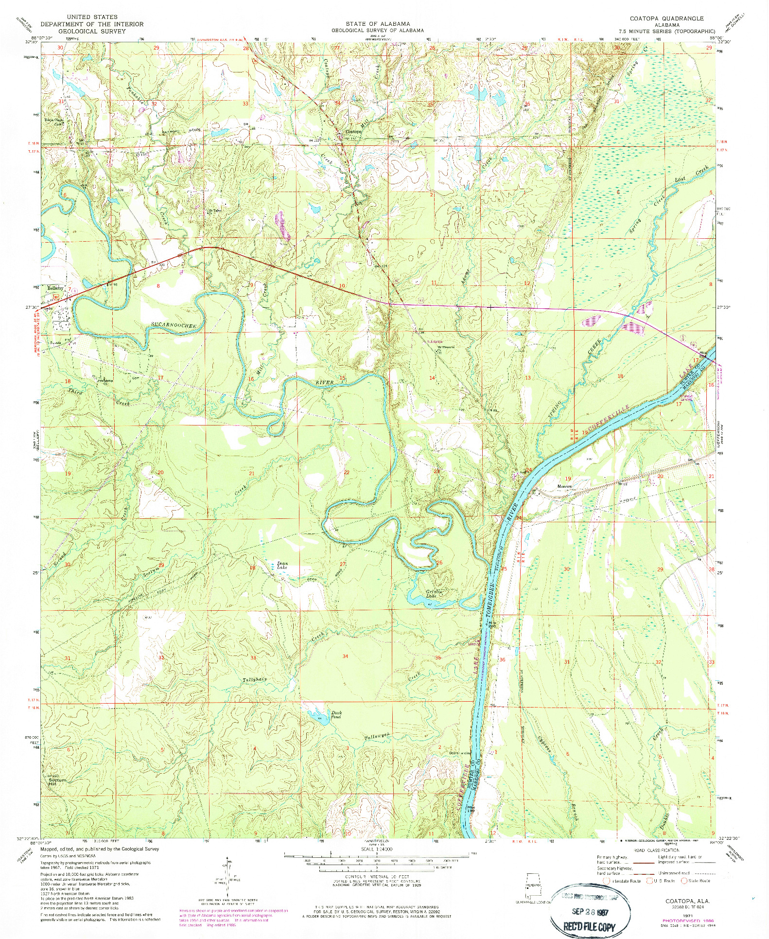 USGS 1:24000-SCALE QUADRANGLE FOR COATOPA, AL 1971