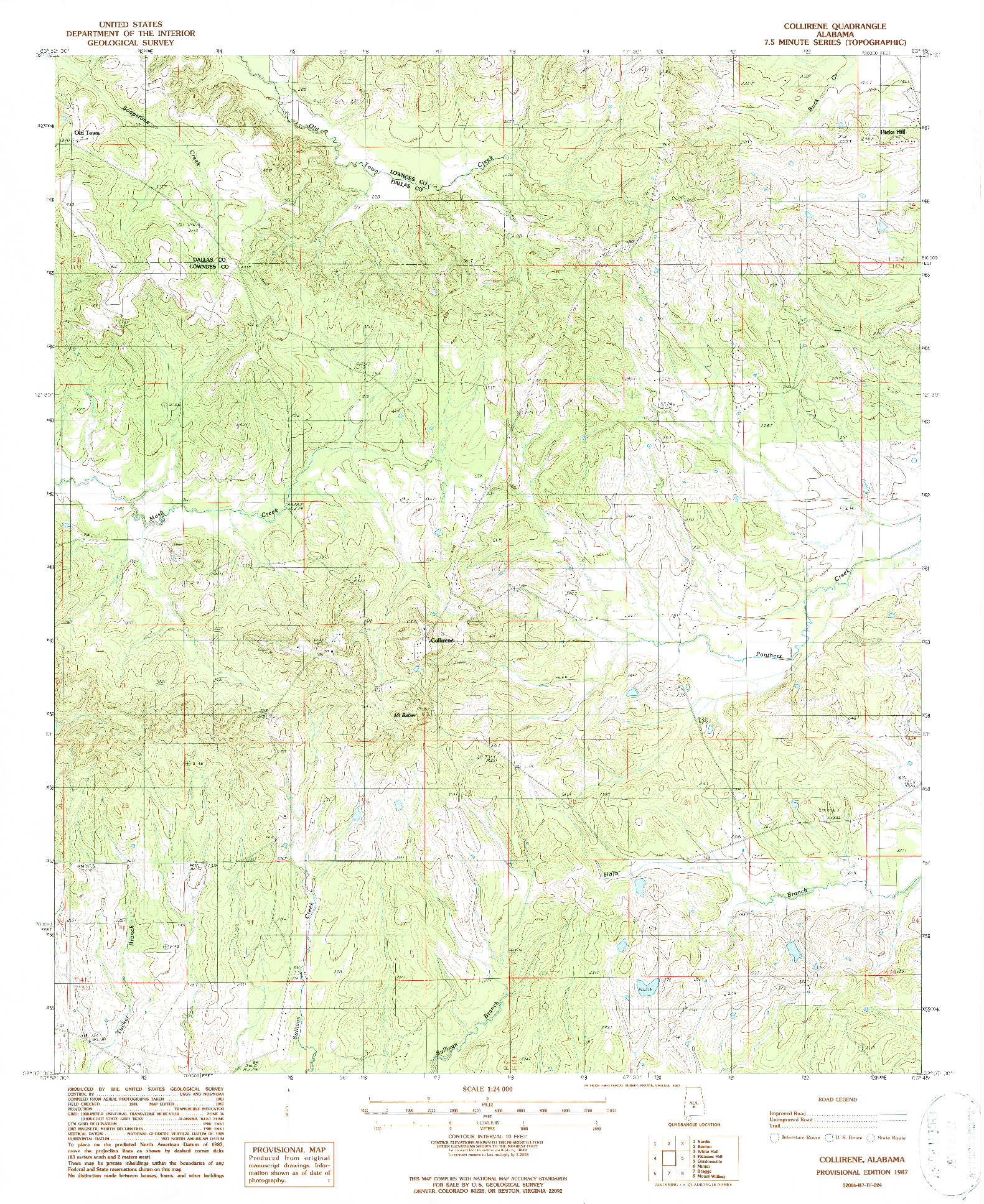 USGS 1:24000-SCALE QUADRANGLE FOR COLLIRENE, AL 1987