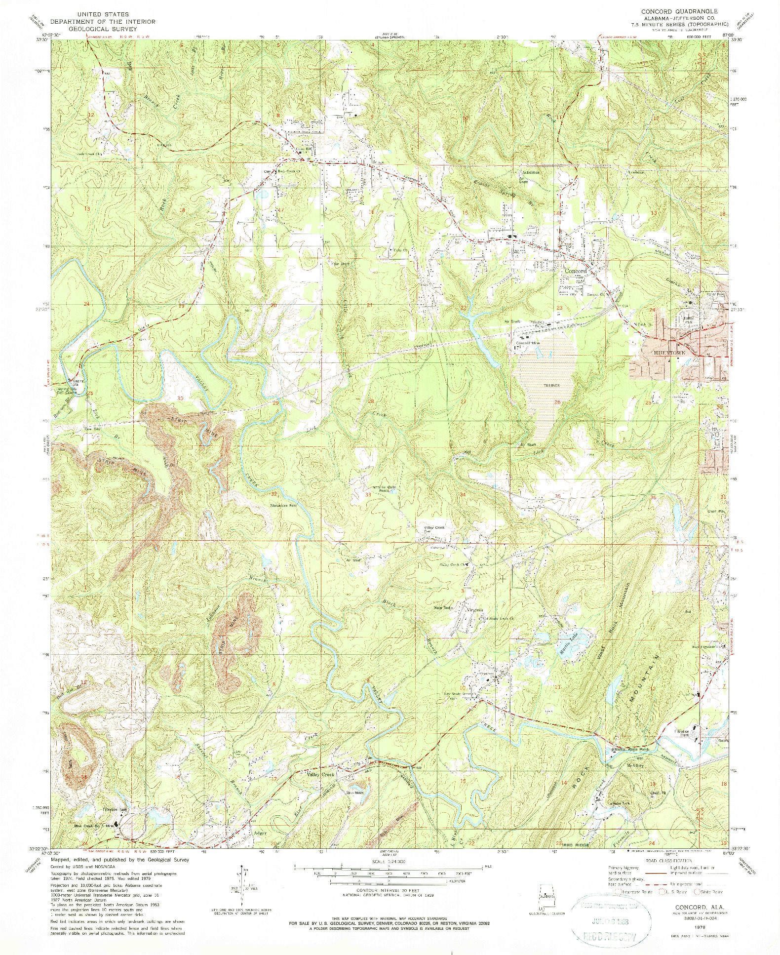 USGS 1:24000-SCALE QUADRANGLE FOR CONCORD, AL 1979
