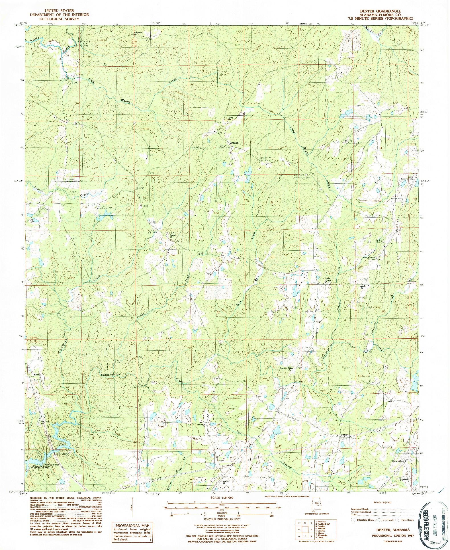 USGS 1:24000-SCALE QUADRANGLE FOR DEXTER, AL 1987