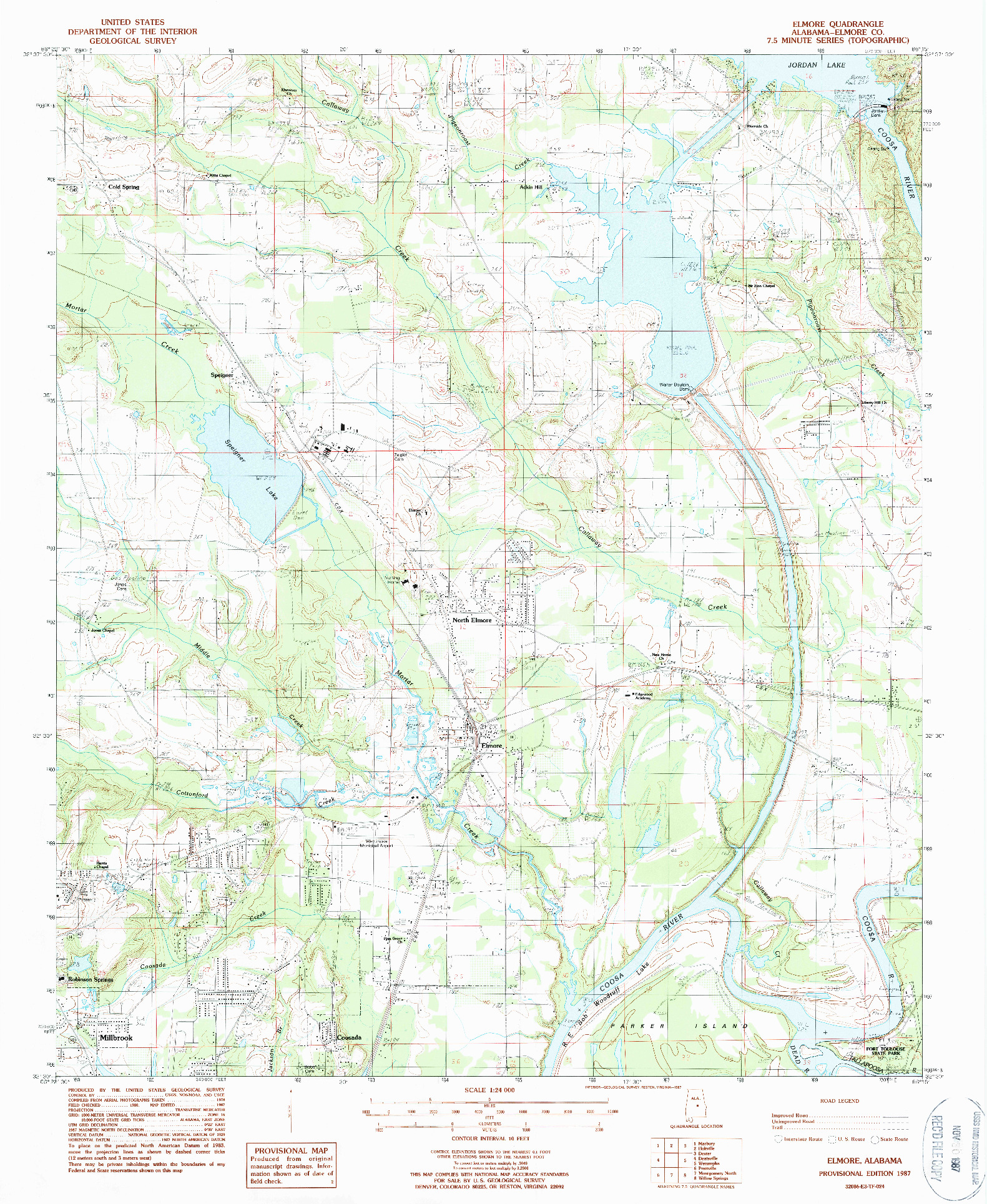 USGS 1:24000-SCALE QUADRANGLE FOR ELMORE, AL 1987