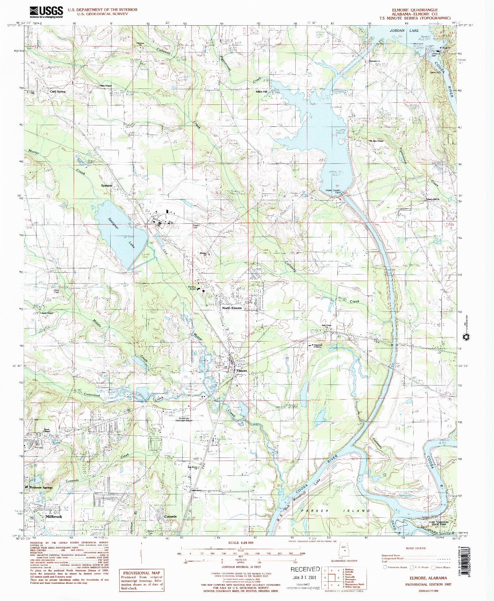 USGS 1:24000-SCALE QUADRANGLE FOR ELMORE, AL 1987