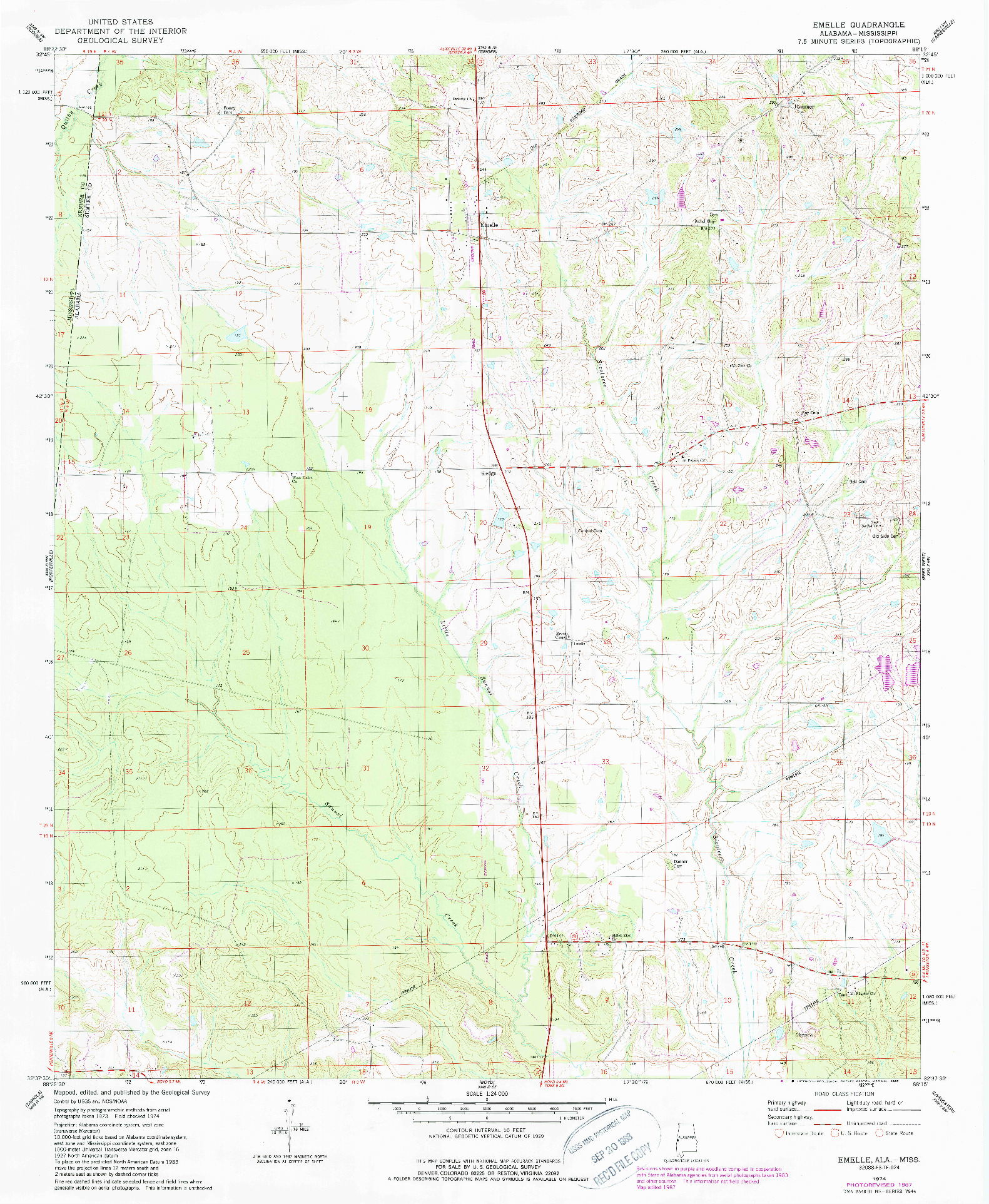 USGS 1:24000-SCALE QUADRANGLE FOR EMELLE, AL 1974