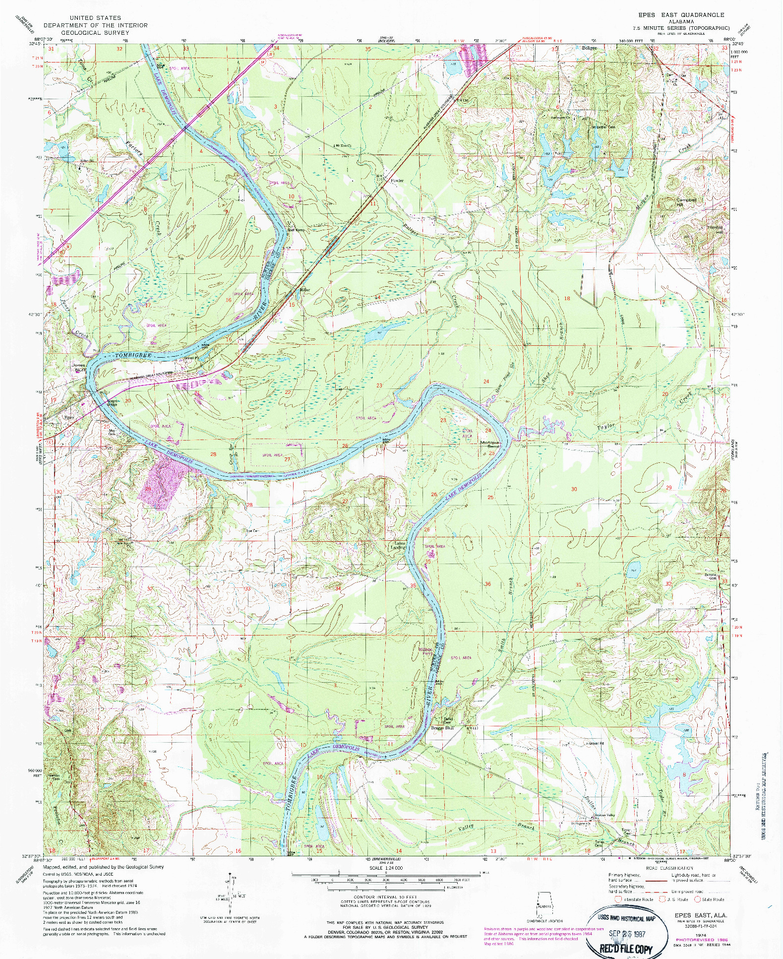 USGS 1:24000-SCALE QUADRANGLE FOR EPES EAST, AL 1974