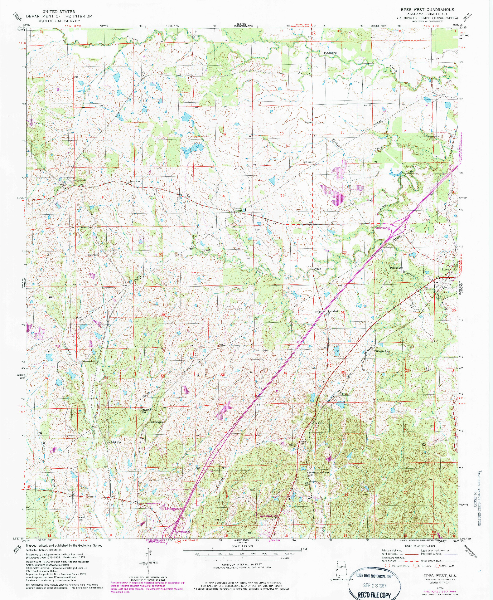 USGS 1:24000-SCALE QUADRANGLE FOR EPES WEST, AL 1974
