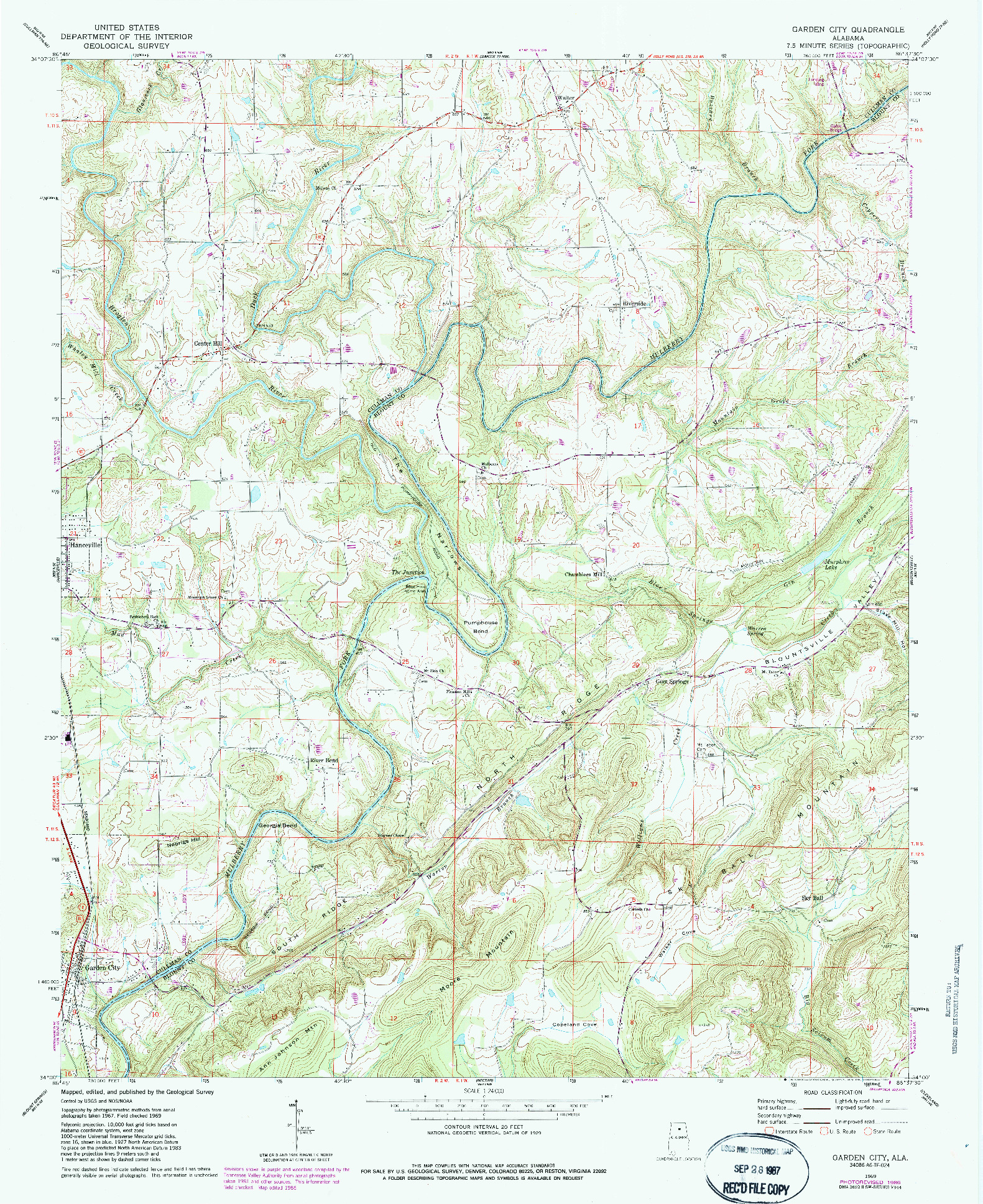 USGS 1:24000-SCALE QUADRANGLE FOR GARDEN CITY, AL 1969