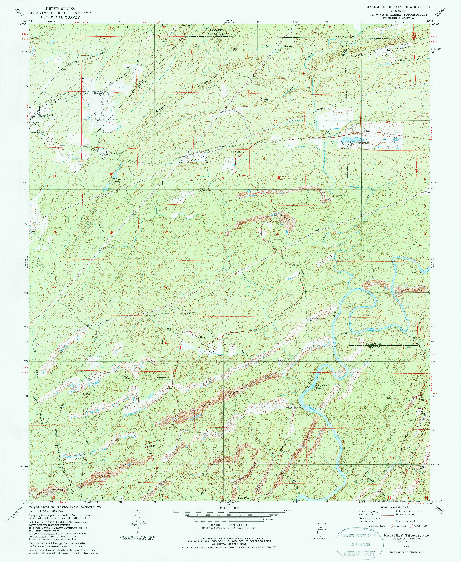 USGS 1:24000-SCALE QUADRANGLE FOR HALFMILE SHOALS, AL 1980