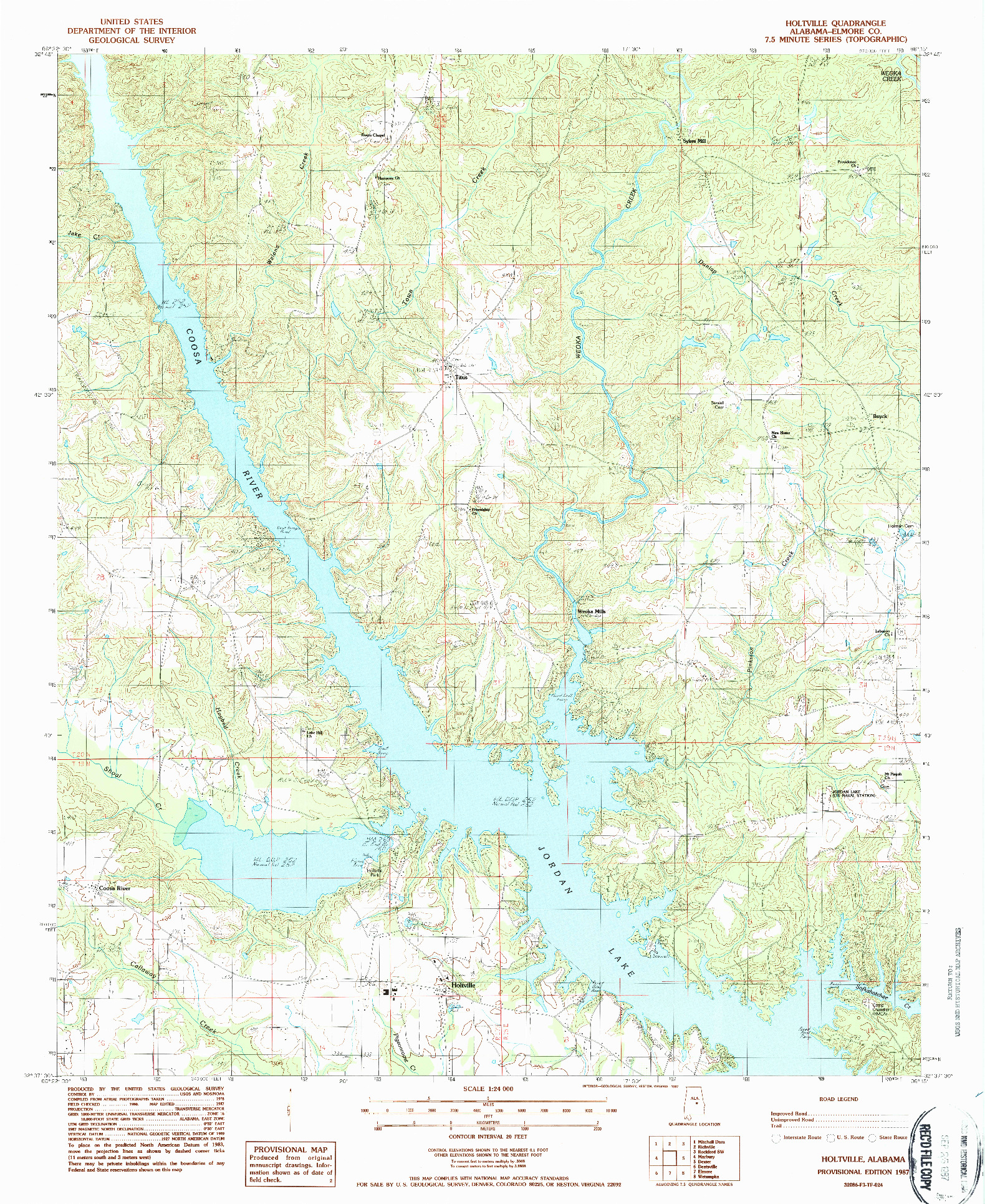 USGS 1:24000-SCALE QUADRANGLE FOR HOLTVILLE, AL 1987