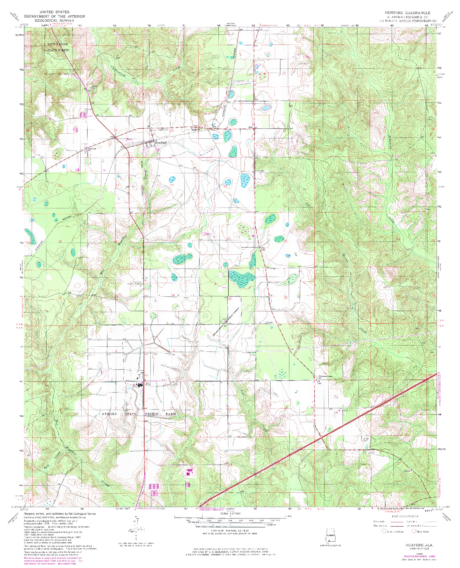 USGS 1:24000-SCALE QUADRANGLE FOR HUXFORD, AL 1960