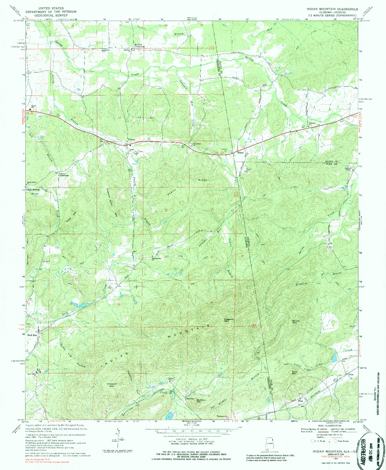 USGS 1:24000-SCALE QUADRANGLE FOR INDIAN MOUNTAIN, AL 1967