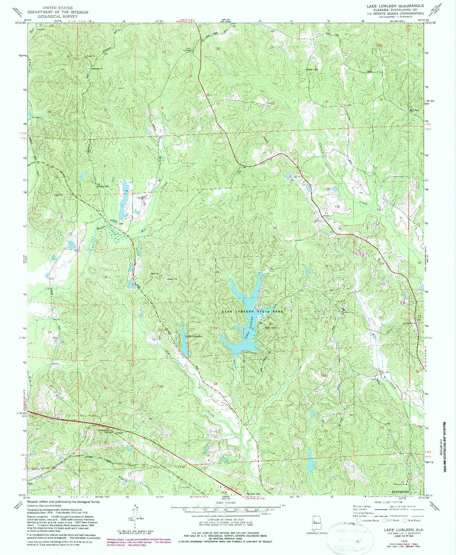 USGS 1:24000-SCALE QUADRANGLE FOR LAKE LURLEEN, AL 1978