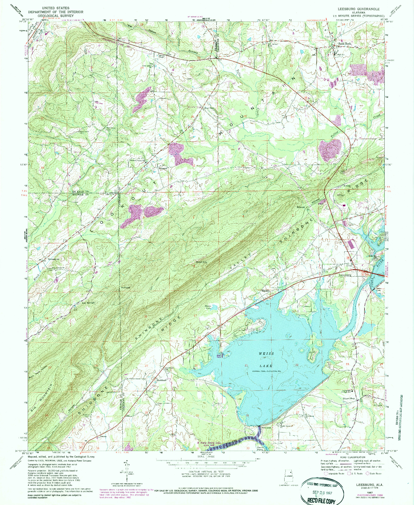 USGS 1:24000-SCALE QUADRANGLE FOR LEESBURG, AL 1967