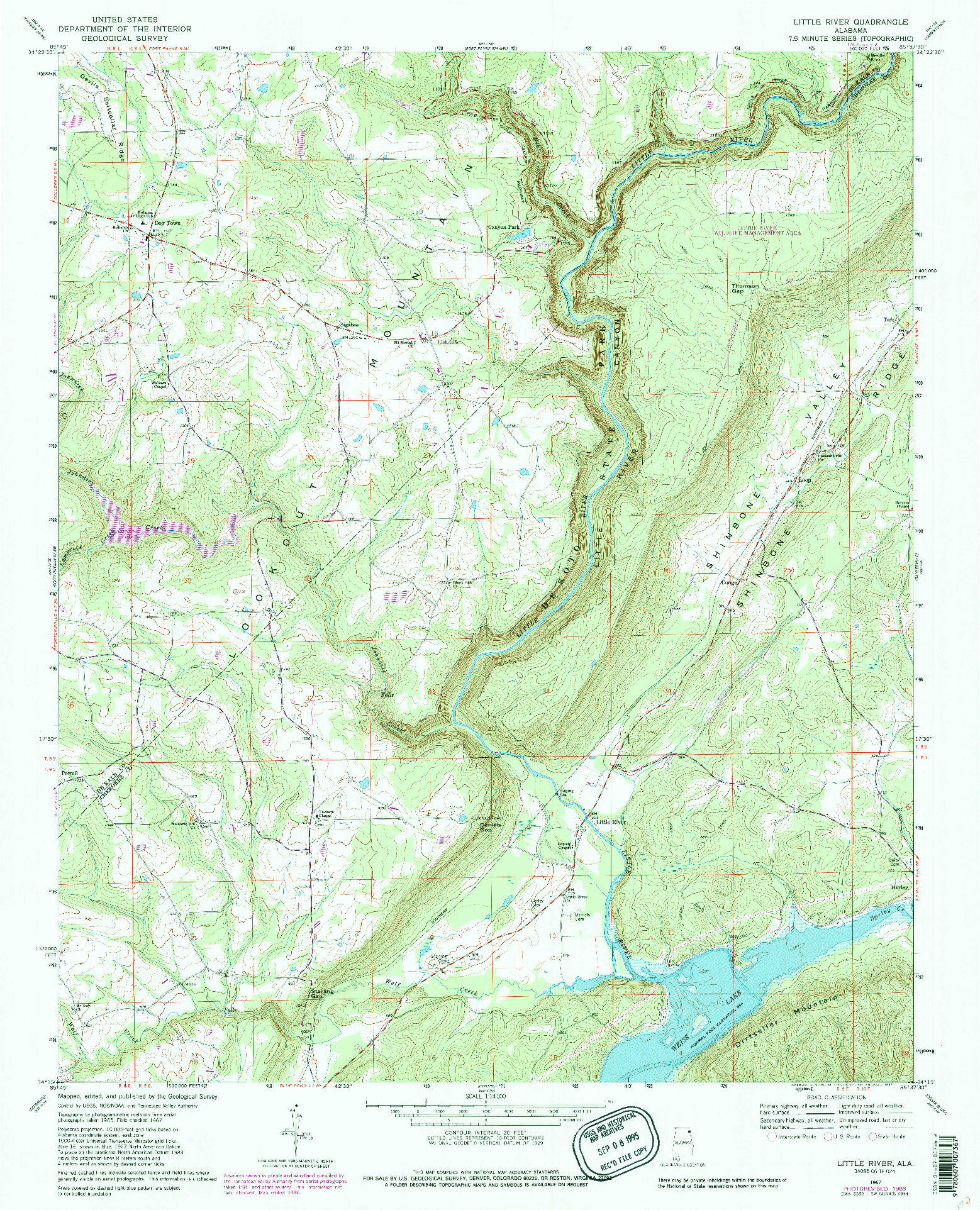 USGS 1:24000-SCALE QUADRANGLE FOR LITTLE RIVER, AL 1967