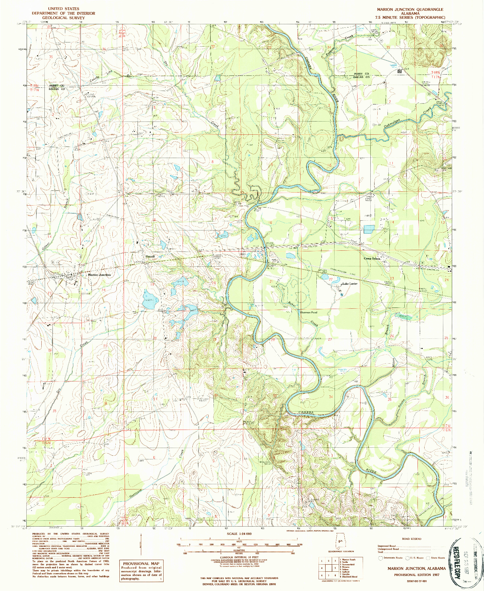 USGS 1:24000-SCALE QUADRANGLE FOR MARION JUNCTION, AL 1987