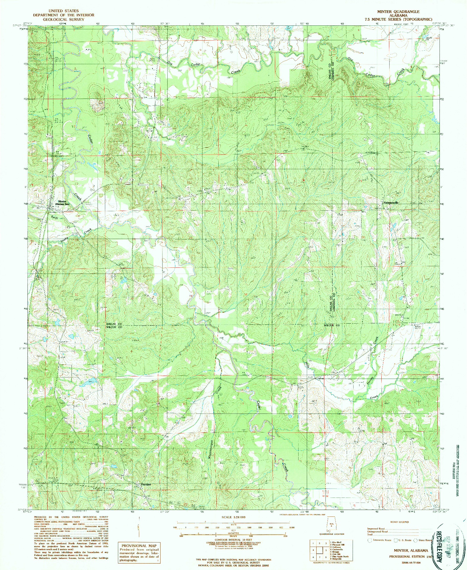 USGS 1:24000-SCALE QUADRANGLE FOR MINTER, AL 1987