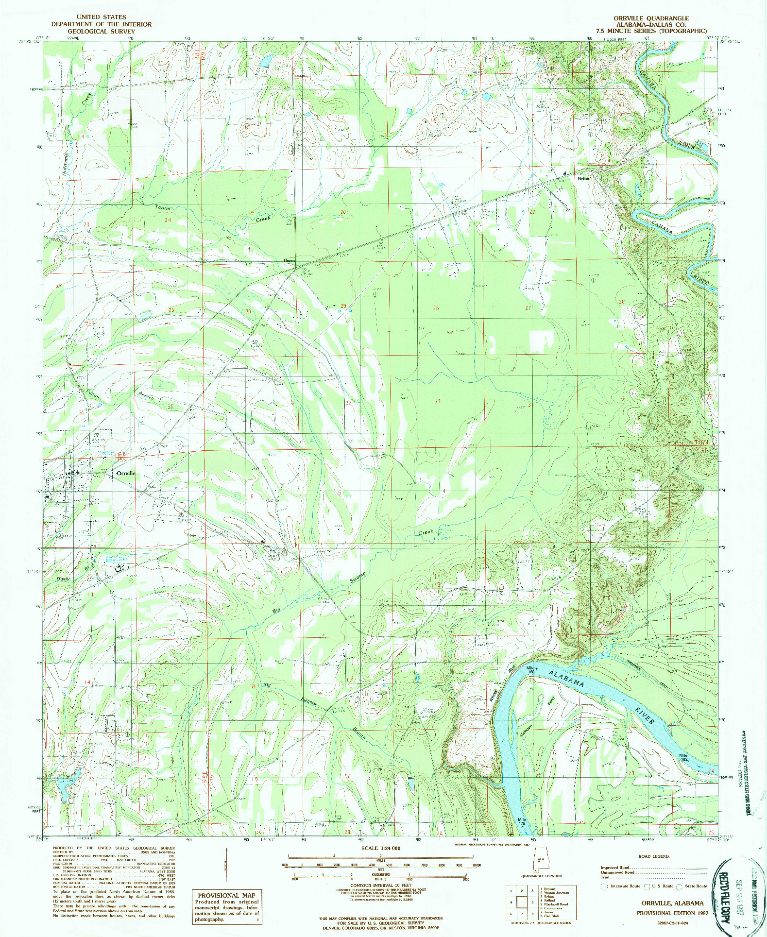 USGS 1:24000-SCALE QUADRANGLE FOR ORRVILLE, AL 1987