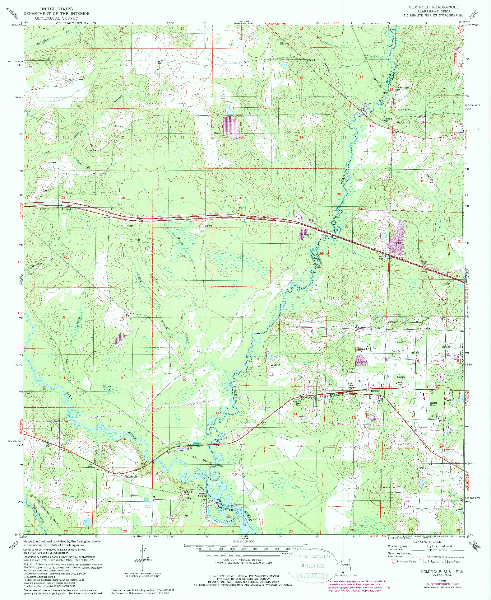 USGS 1:24000-SCALE QUADRANGLE FOR SEMINOLE, AL 1978