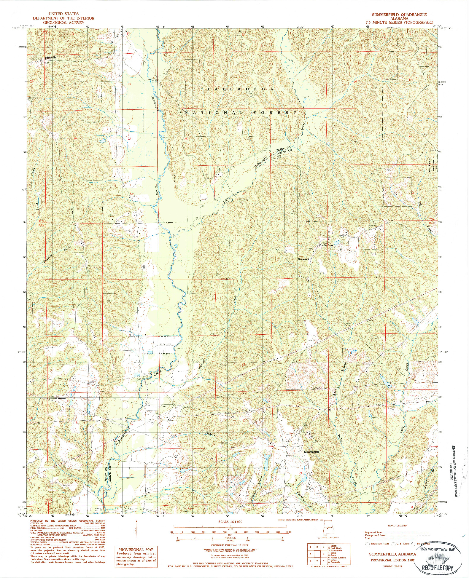 USGS 1:24000-SCALE QUADRANGLE FOR SUMMERFIELD, AL 1987