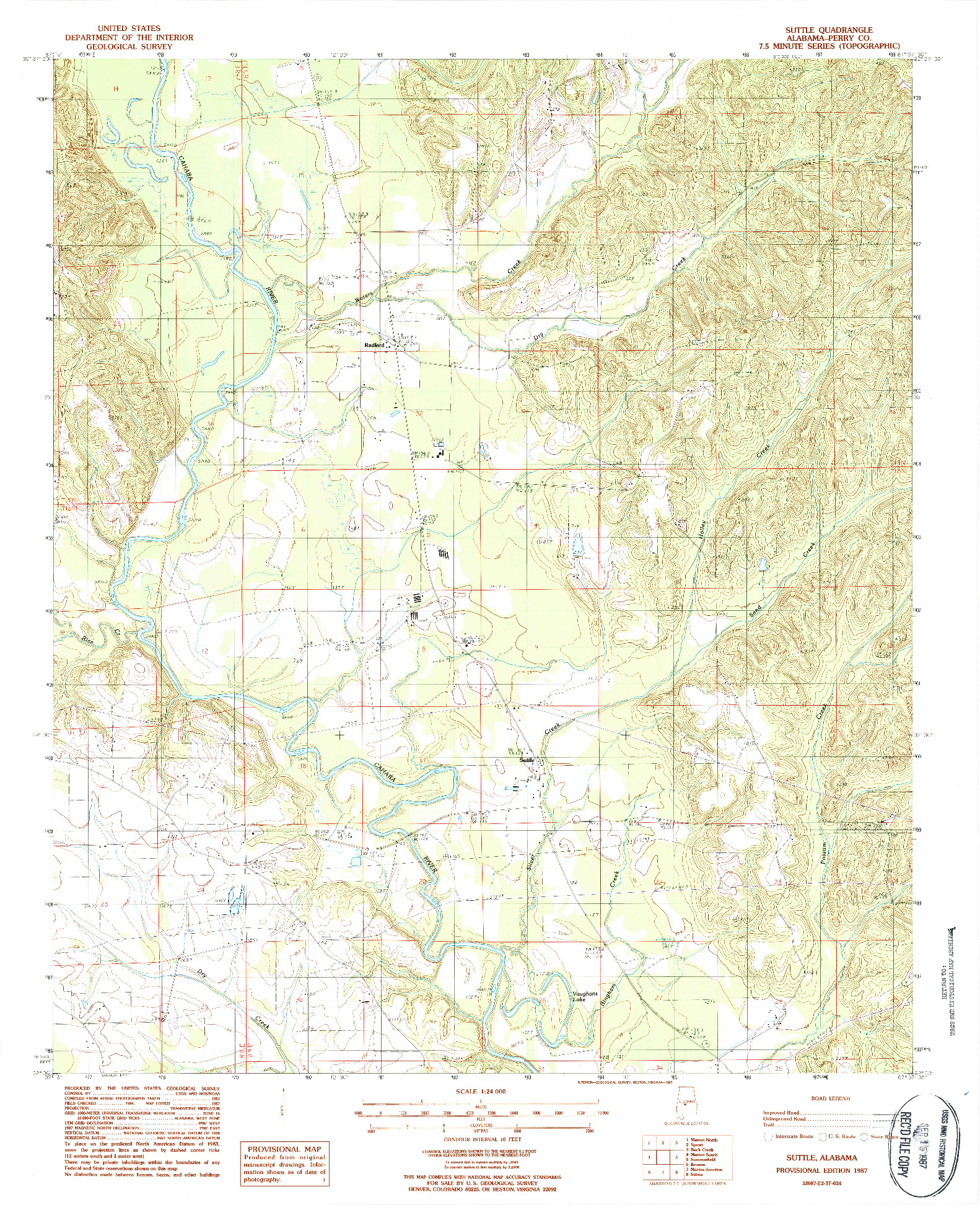 USGS 1:24000-SCALE QUADRANGLE FOR SUTTLE, AL 1987