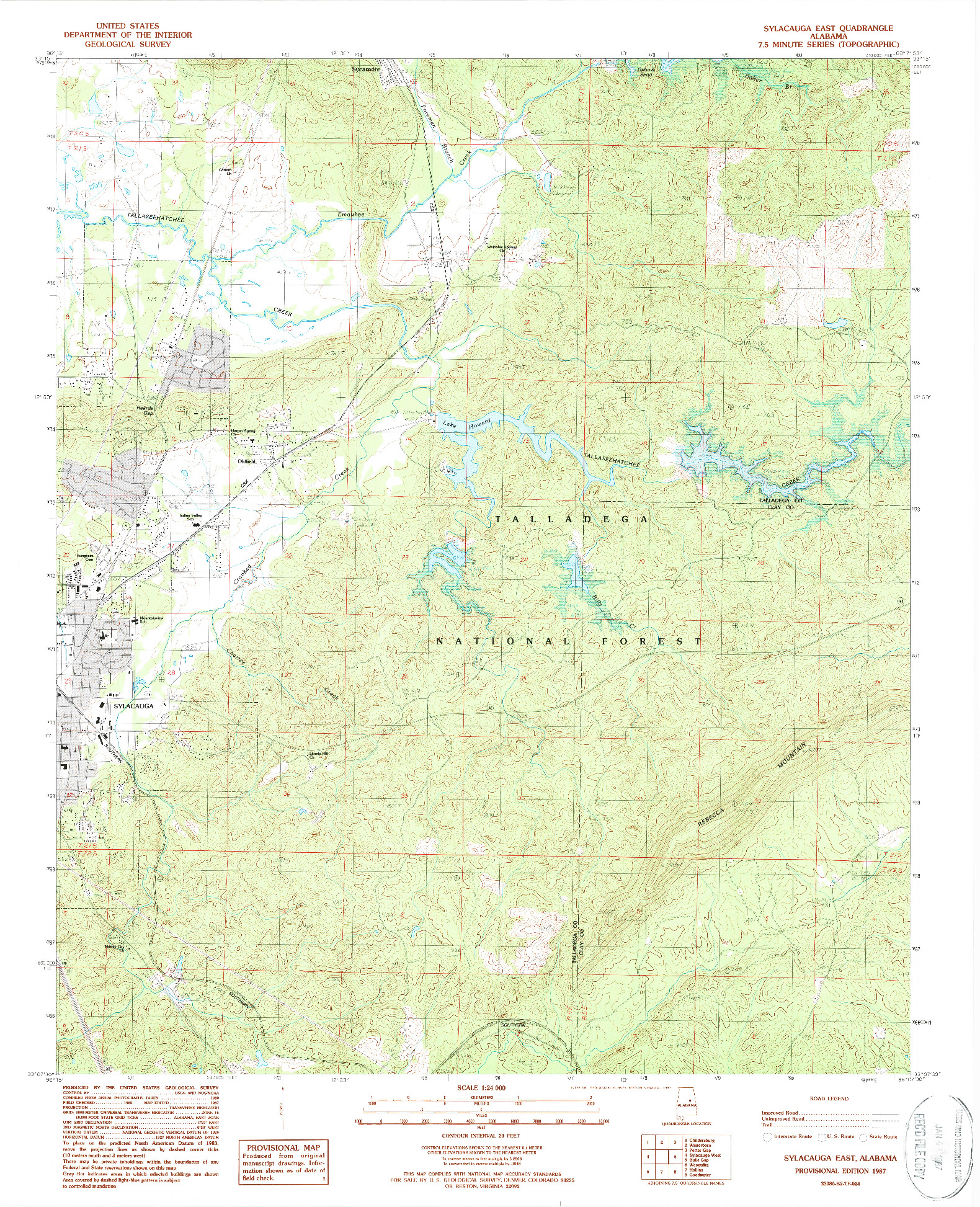 USGS 1:24000-SCALE QUADRANGLE FOR SYLACAUGA EAST, AL 1987