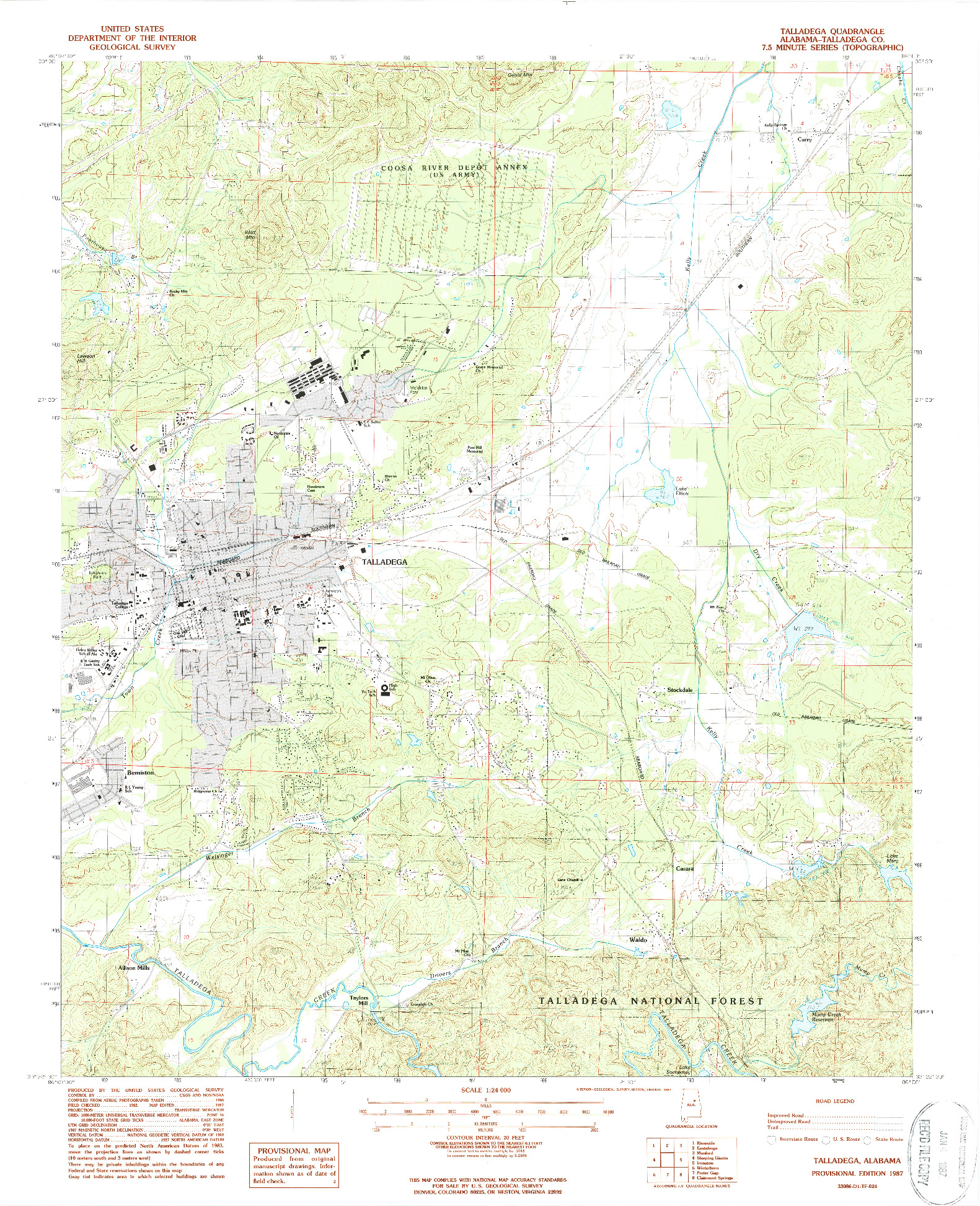 USGS 1:24000-SCALE QUADRANGLE FOR TALLADEGA, AL 1987
