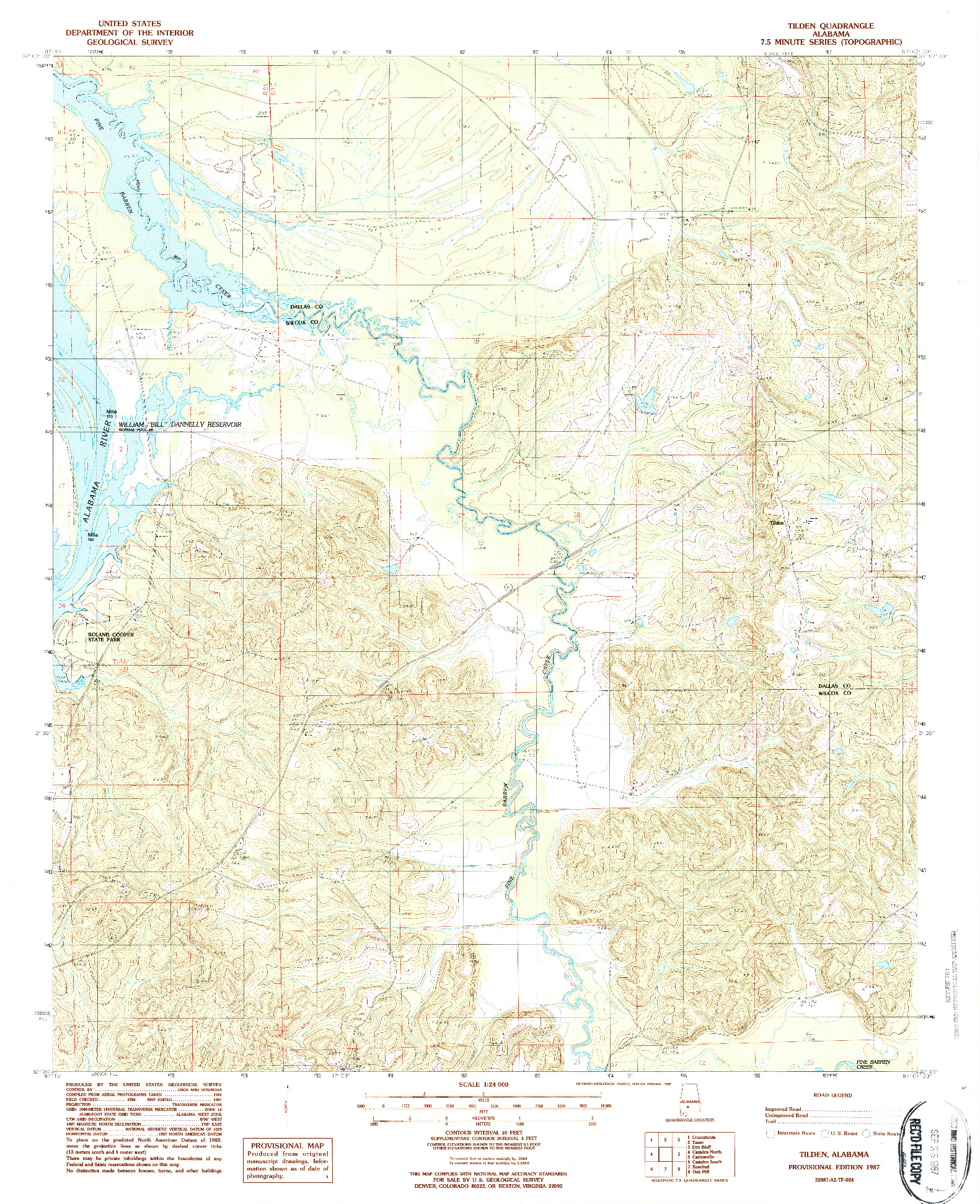 USGS 1:24000-SCALE QUADRANGLE FOR TILDEN, AL 1987
