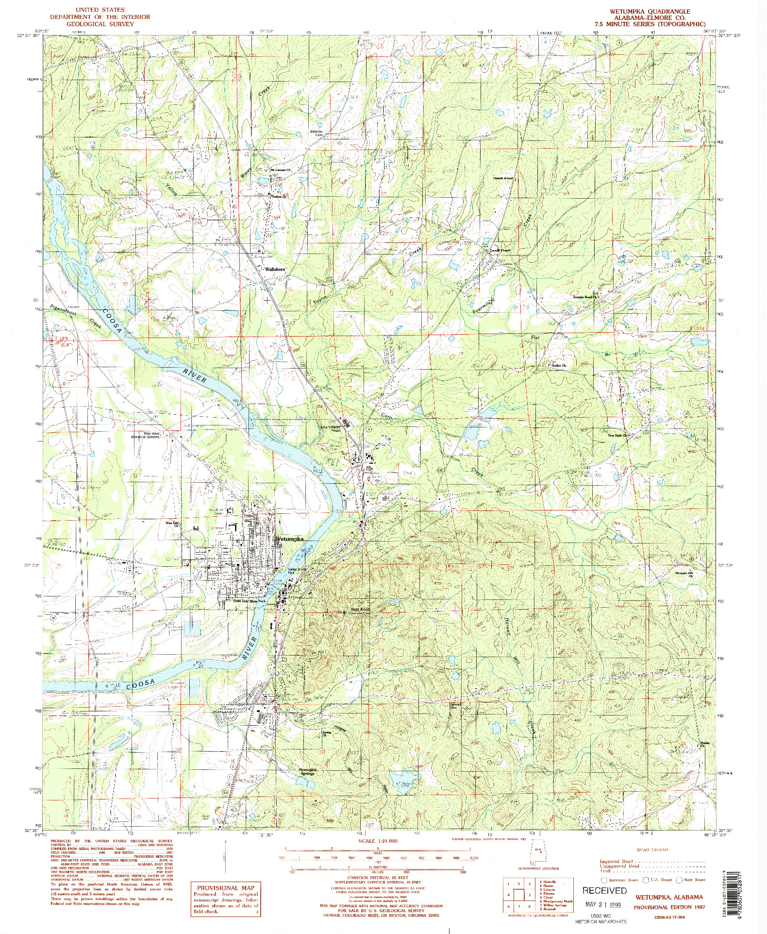 USGS 1:24000-SCALE QUADRANGLE FOR WETUMPKA, AL 1987