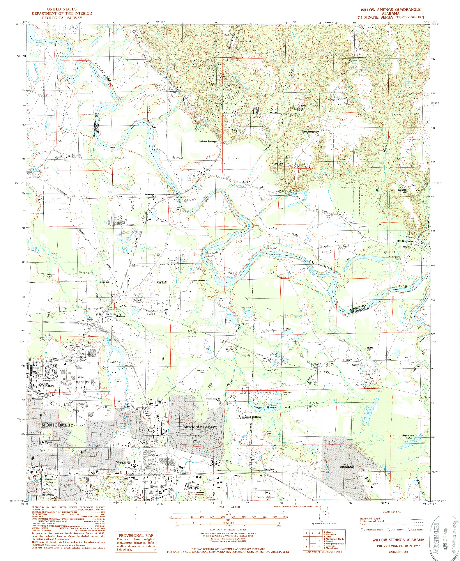 USGS 1:24000-SCALE QUADRANGLE FOR WILLOWS SPRINGS, AL 1987