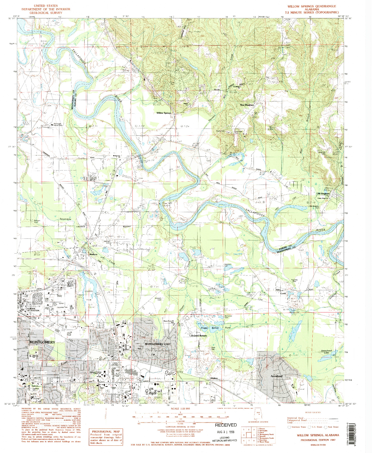 USGS 1:24000-SCALE QUADRANGLE FOR WILLOWS SPRINGS, AL 1987
